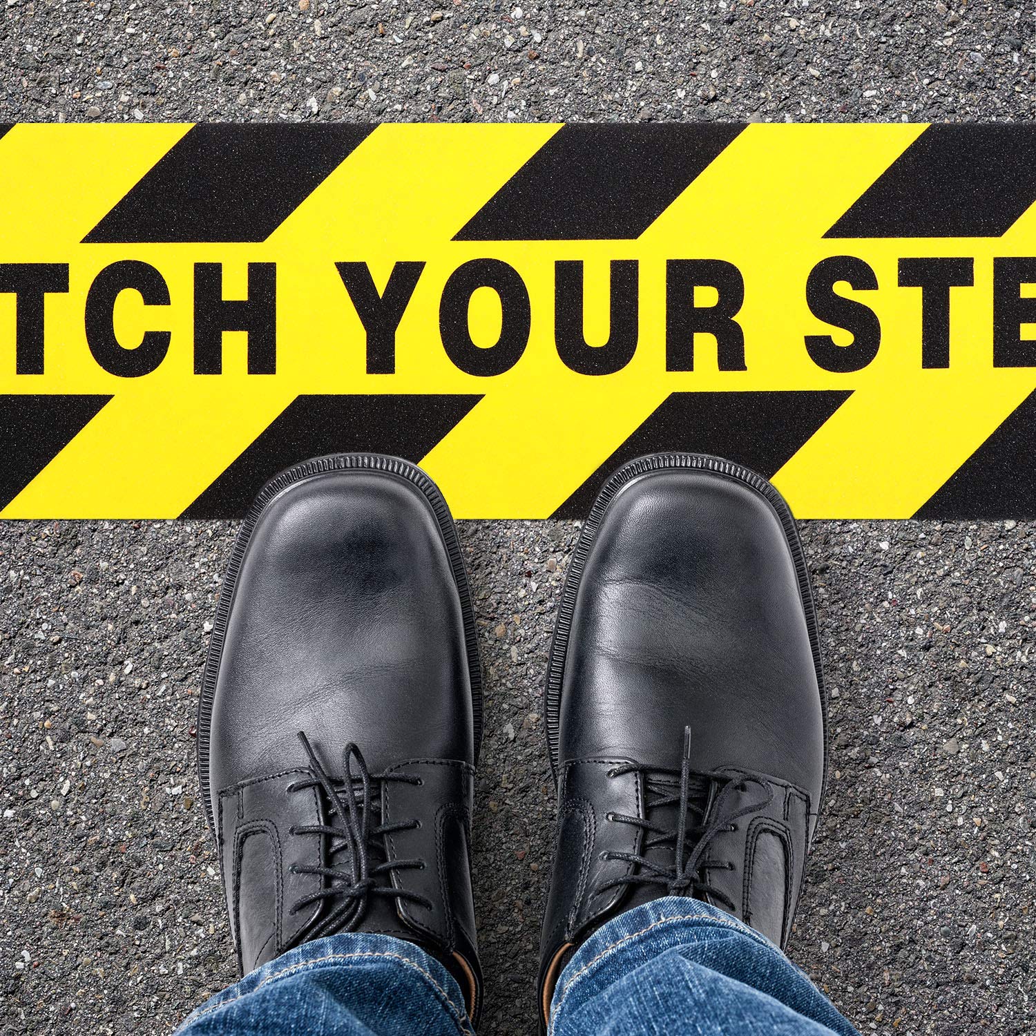 6 Pieces Watch Your Step Floor Stickers Anti Slip Abrasive Safety
