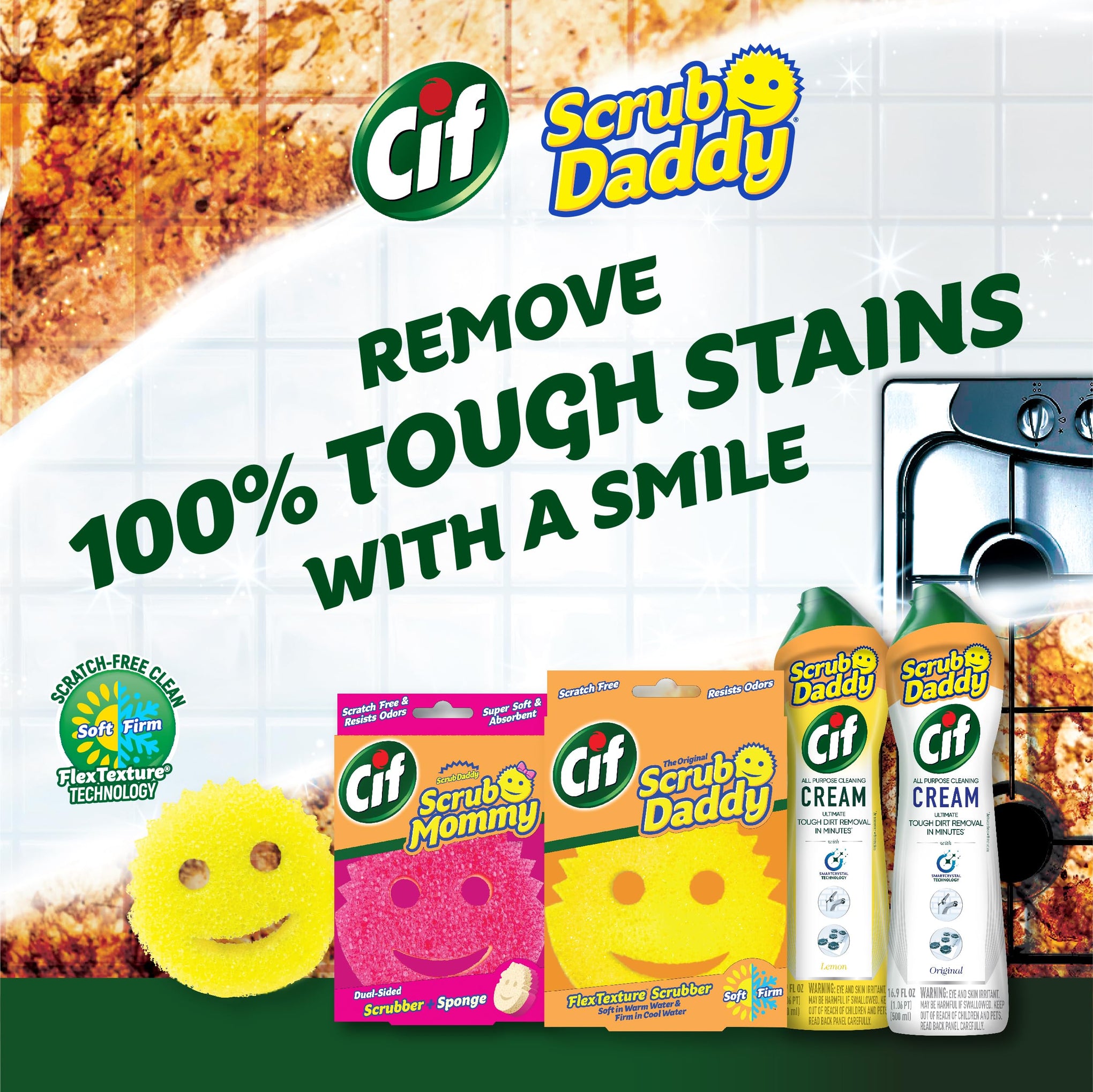 Sponges & Cif All Purpose Cleaner (2 Count)