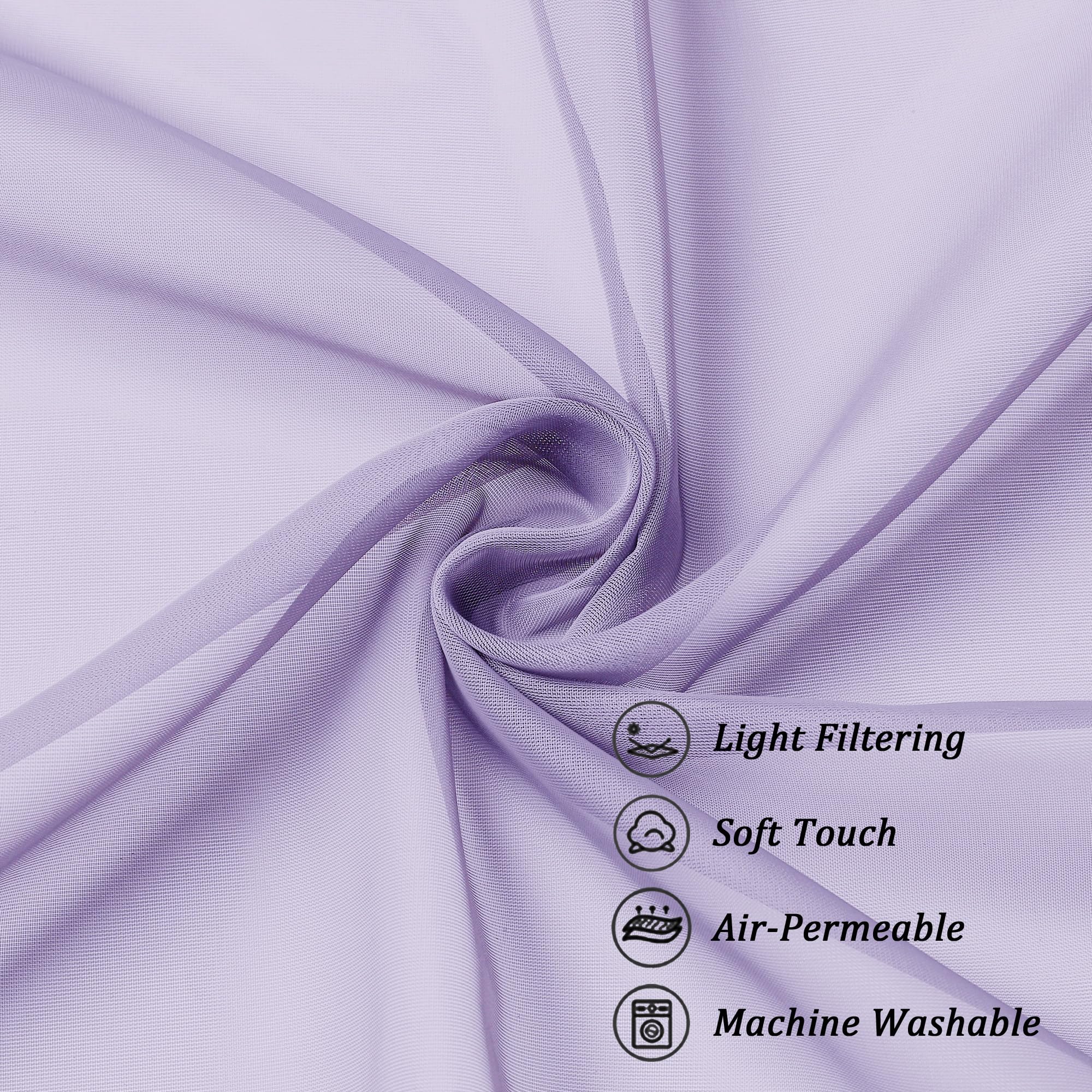 Lilac Sheer Curtains 36 inch Length 2 Panels (2 Count)