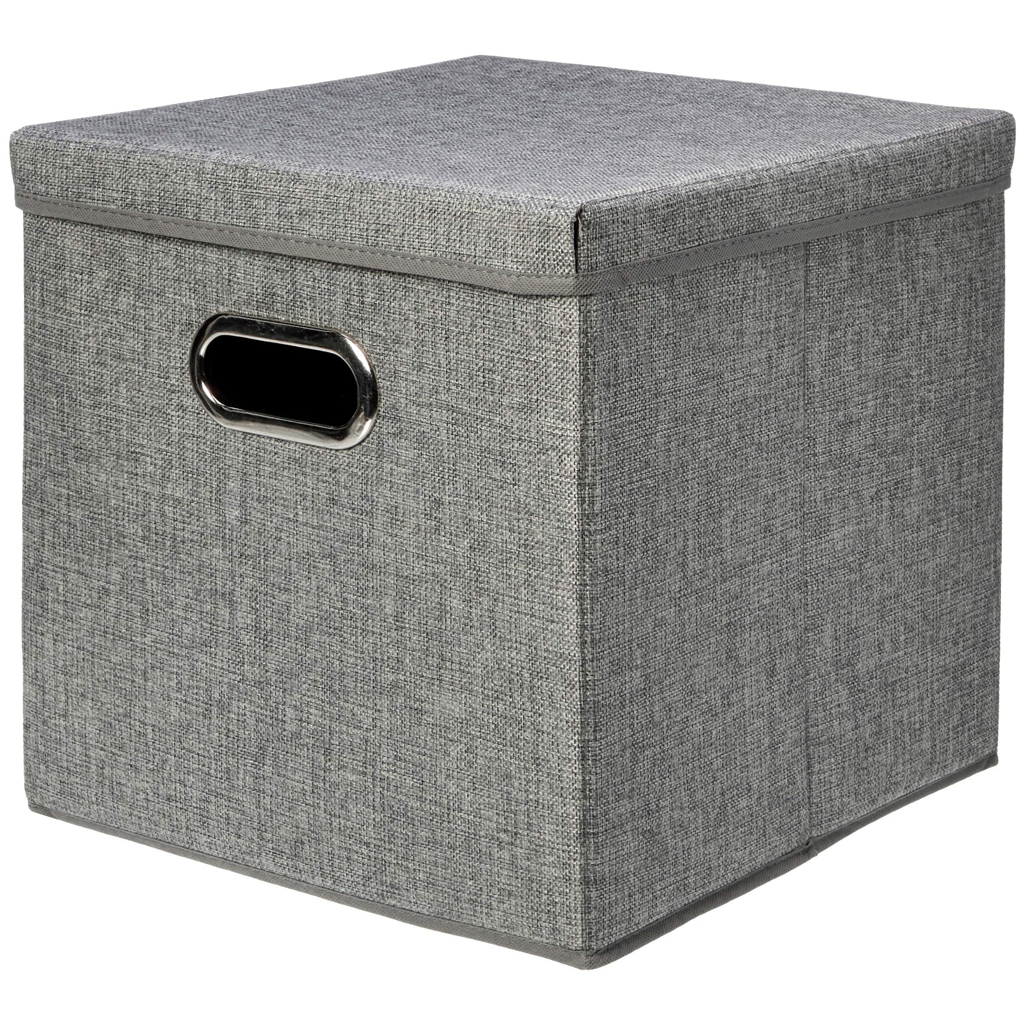 Foldable Burlap Cloth Cube Storage Bins with Lid (2 Count)