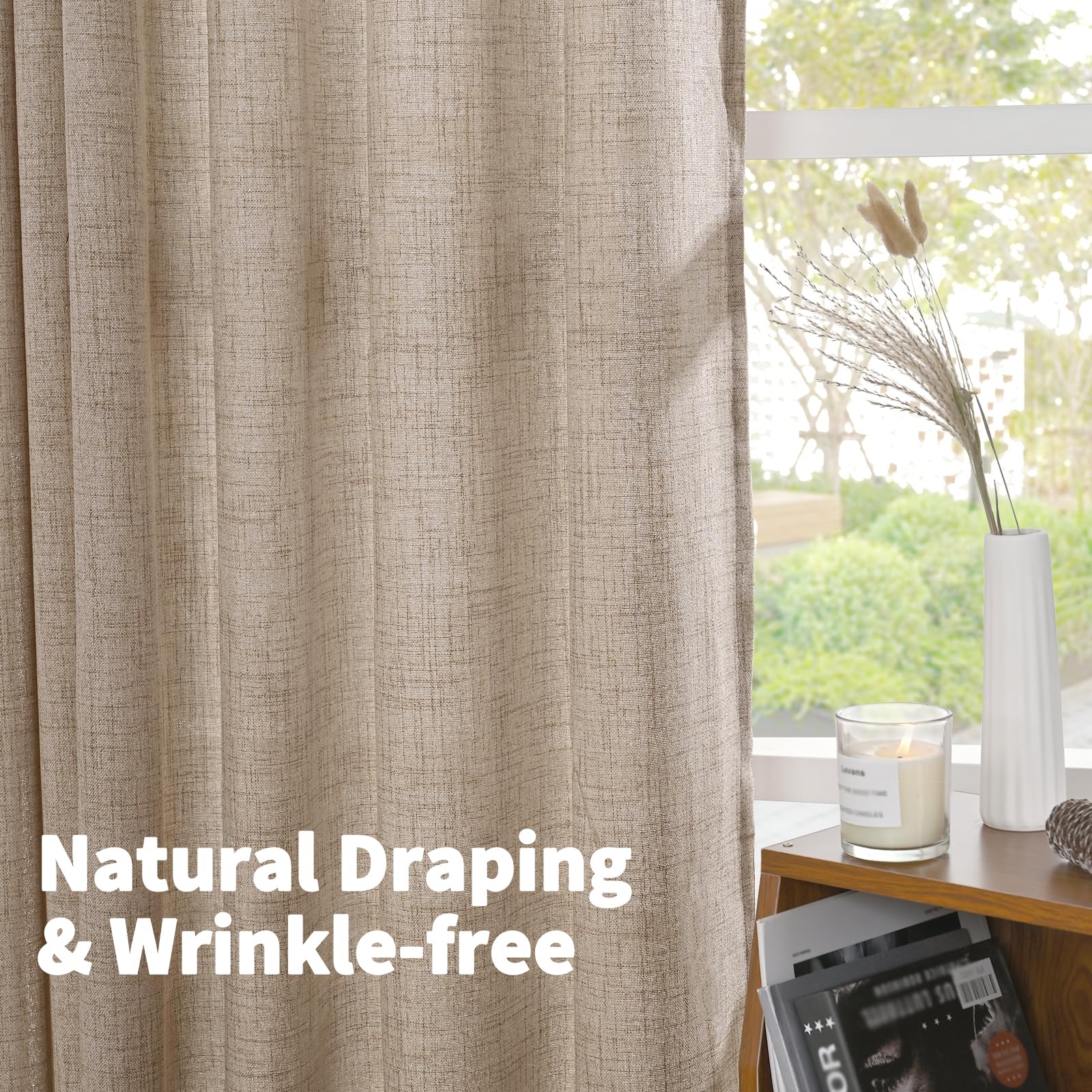 Short Linen Curtains 40 Inch Length for Cafe Window (2 Count)