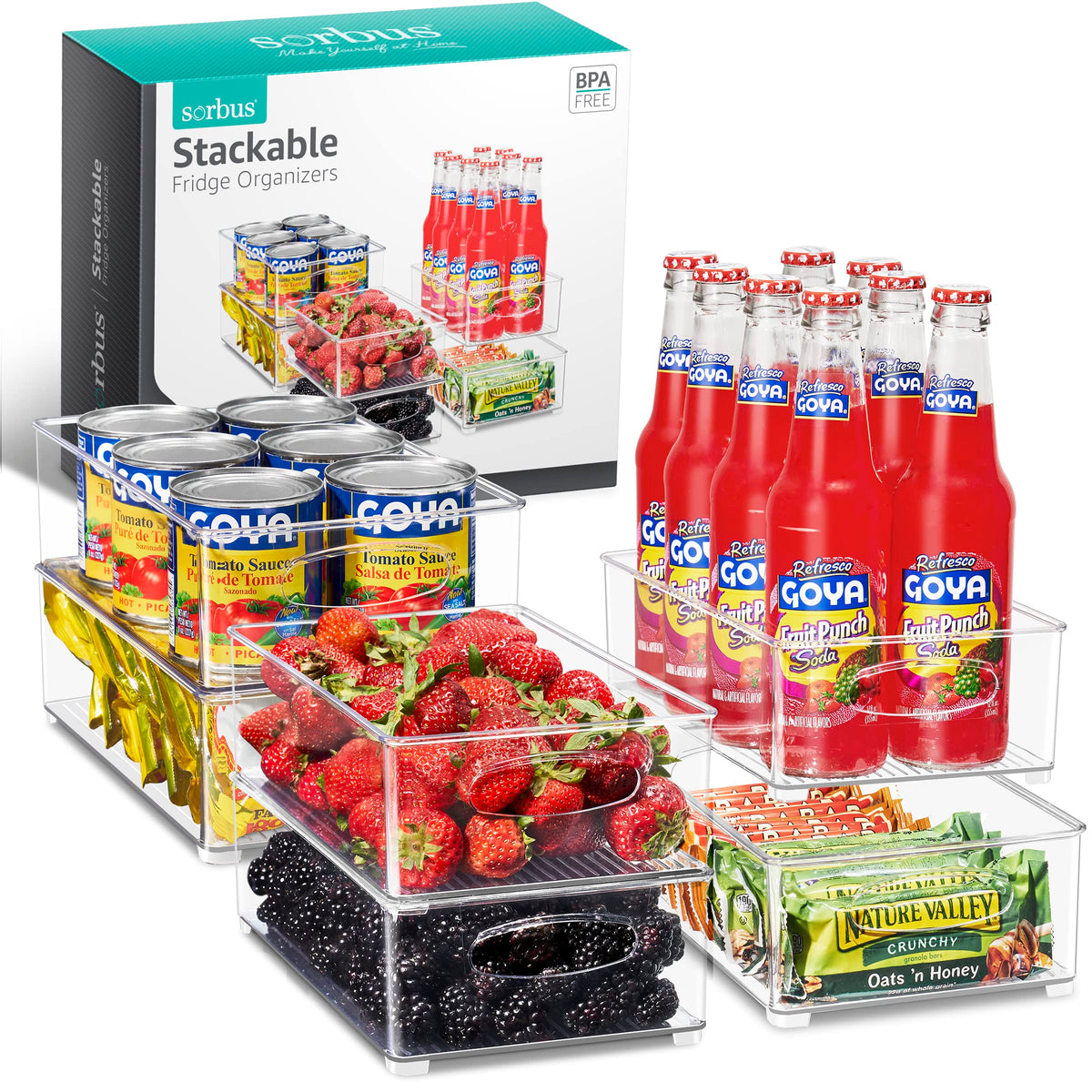 Stackable Refrigerator Organizer Bins (6 Count)