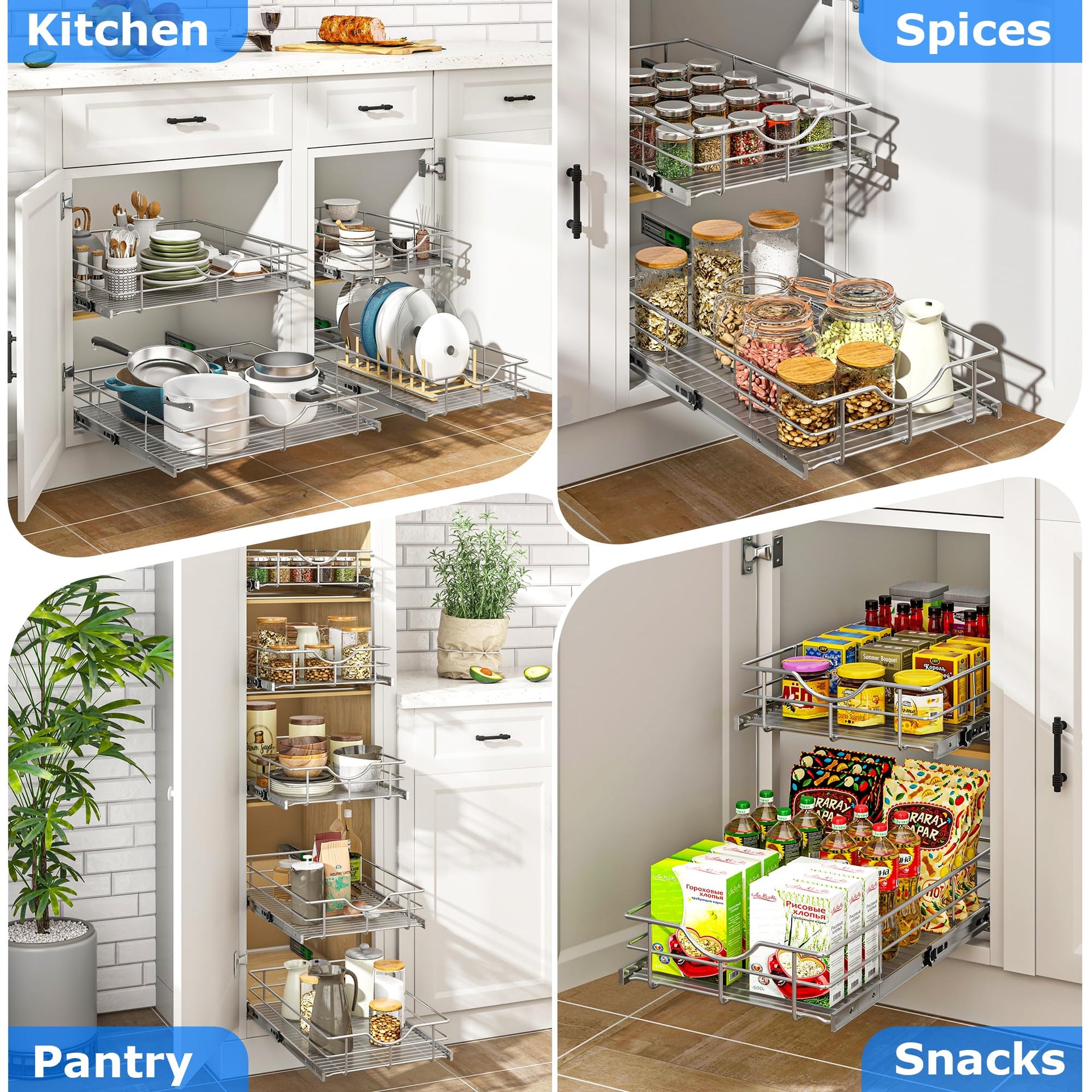Soft Close Slide Out Cabinet Shelf