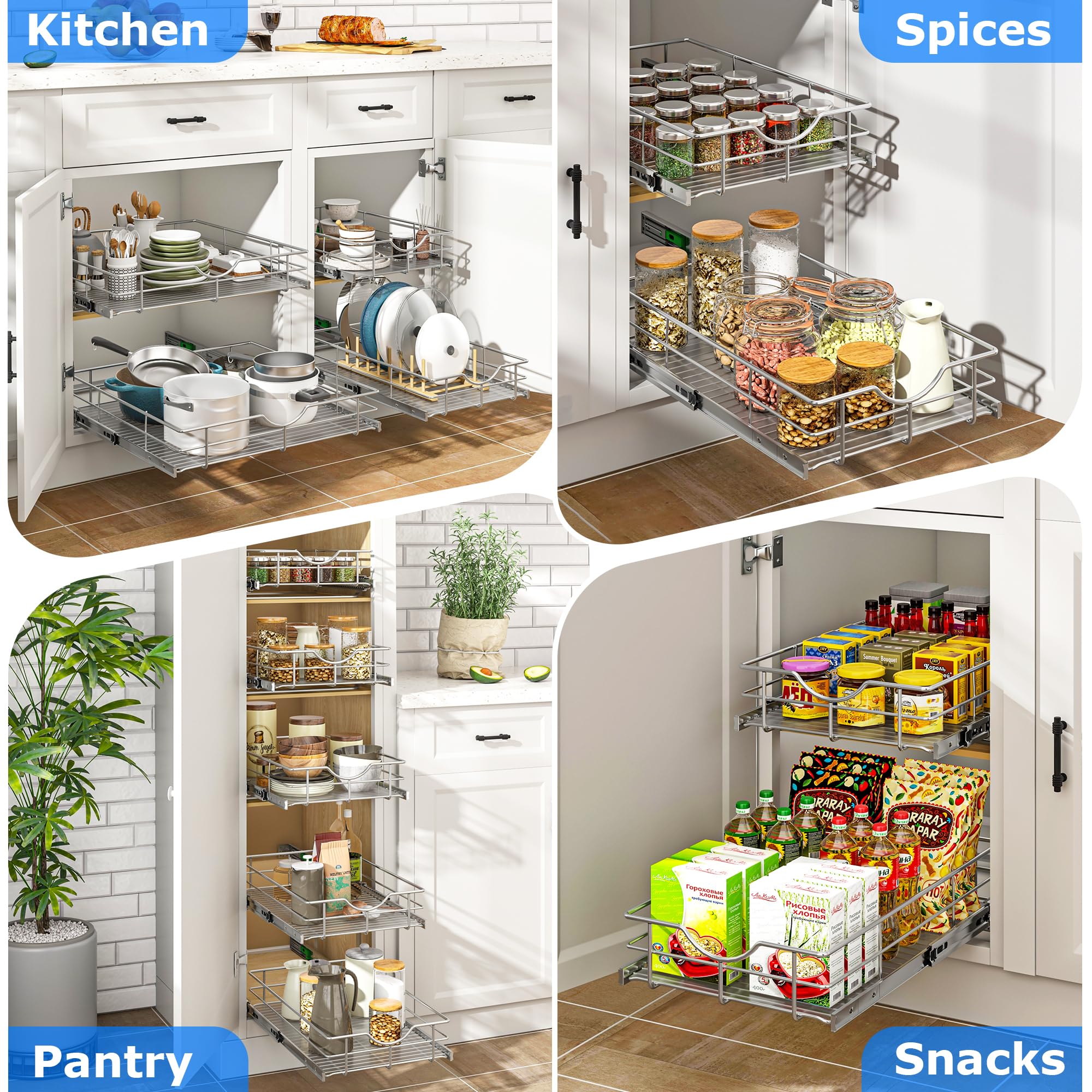 Soft Close Slide Out Cabinet Shelf