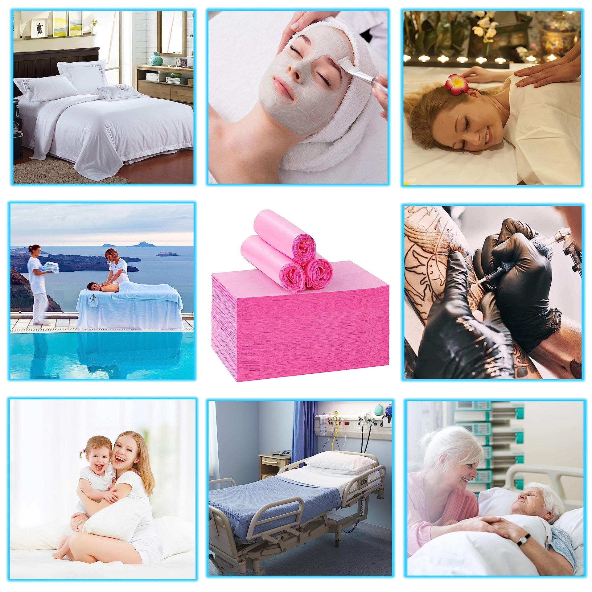 Disposable Bed Sheets for Massage Table 100 Pcs 31" x 71" Waterproof Massage Table Sheets Soft Non Woven Fabric SPA Massage Table Bed Cover Breathable for Beauty Tattoos Waxing Travel (100 Count)