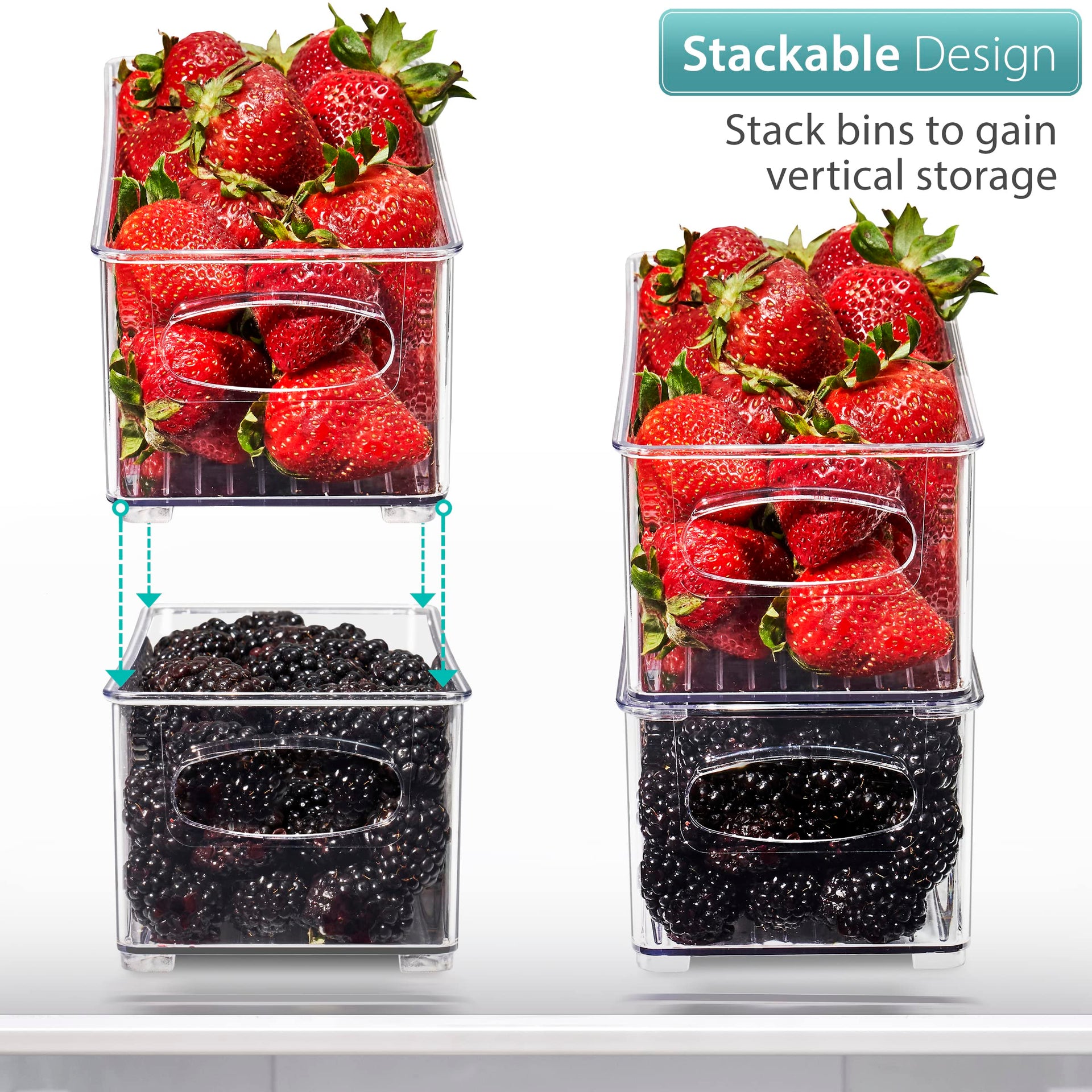 Stackable Refrigerator Organizer Bins (6 Count)