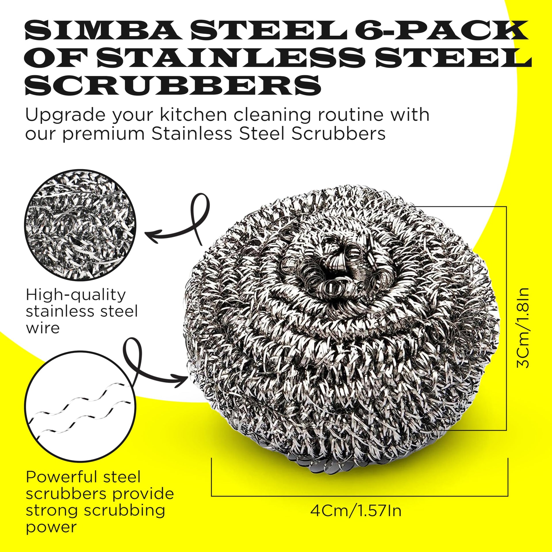 Steel Wool Scrubber Scourer Cleaning (6 Count)