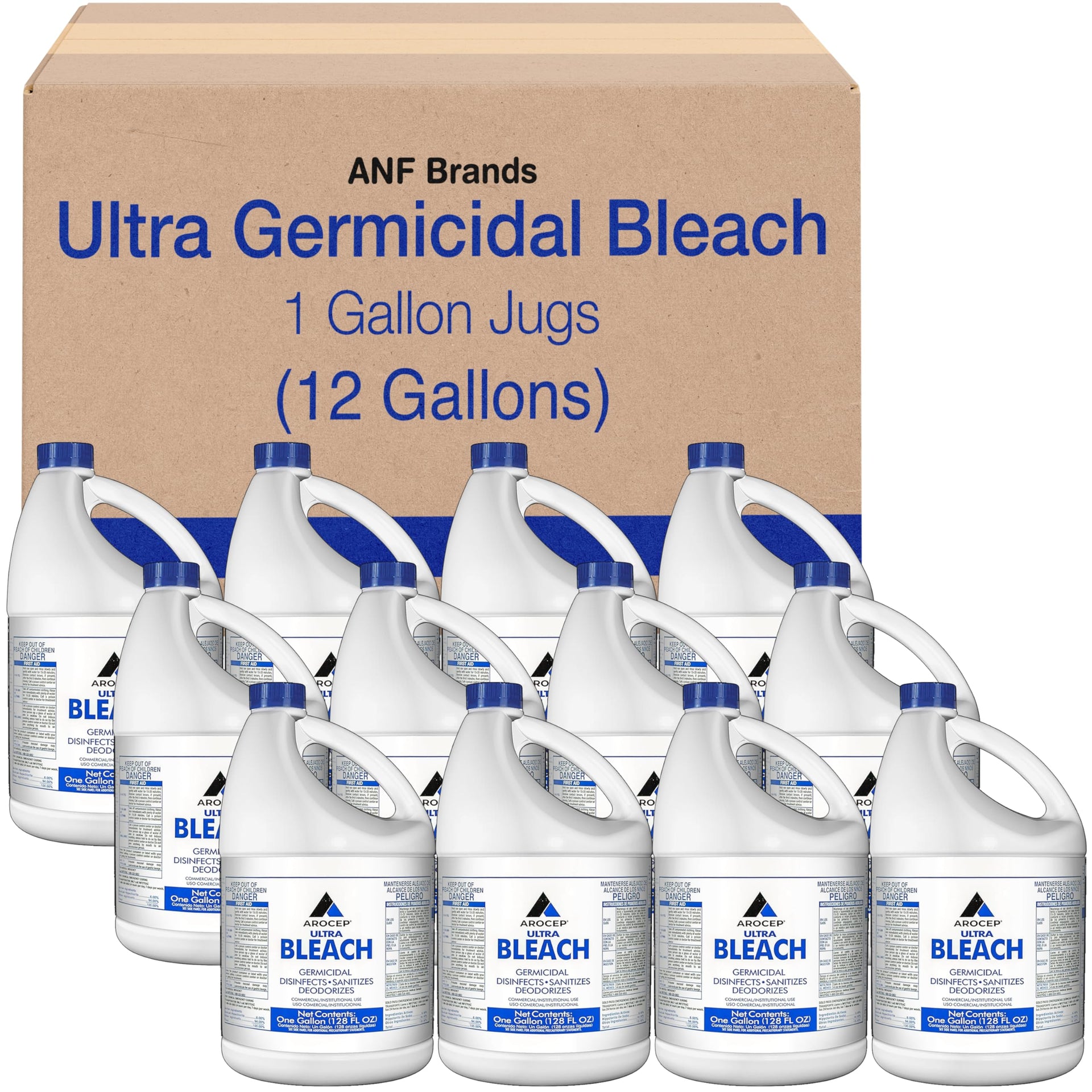 12 Pack) Kik Ultra Bleach, 1 Gallon Jugs and Cleaning sponge (KIK8635042CT) (1536 Fl Oz) - ModHome Supplies