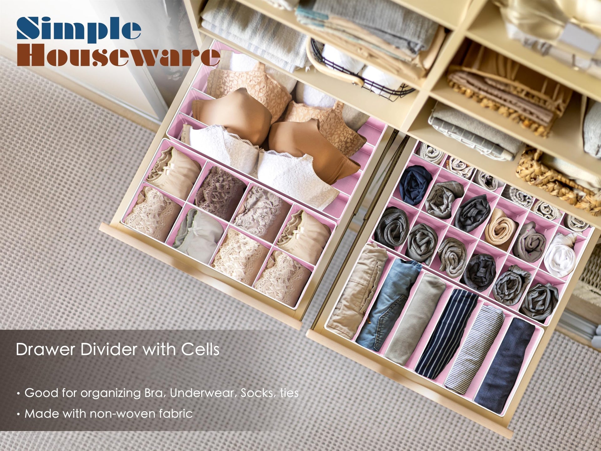 4 Pack Drawer Organizer Set for Underwear (4 Count)