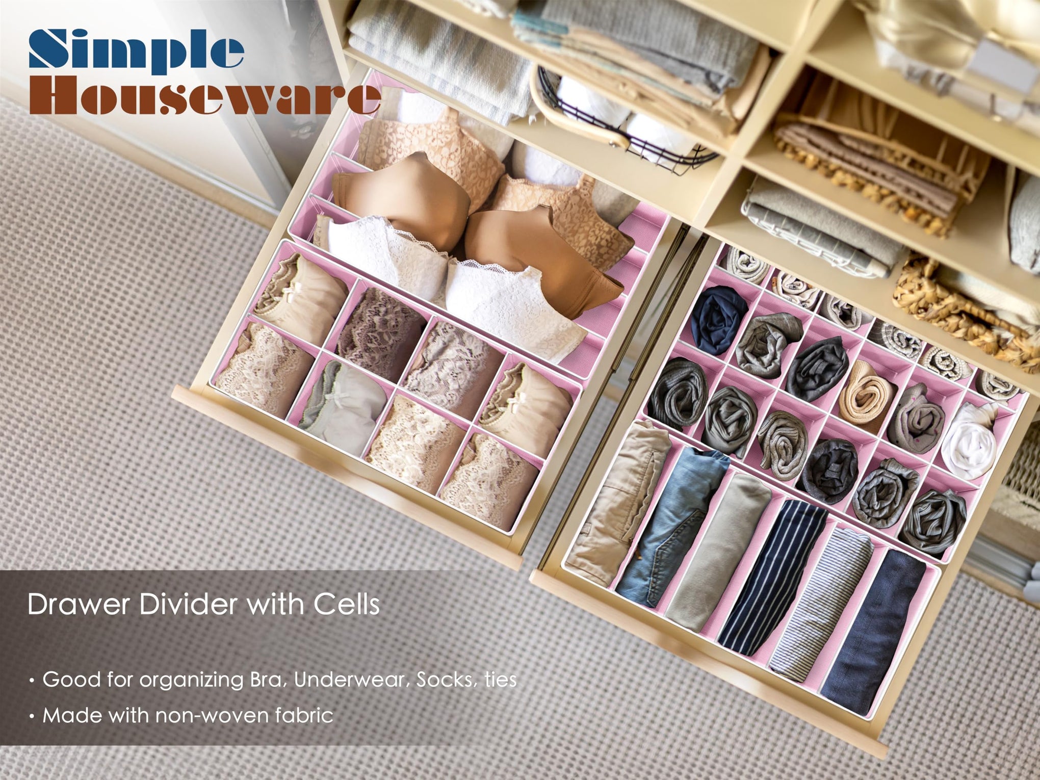 4 Pack Drawer Organizer Set for Underwear (4 Count)