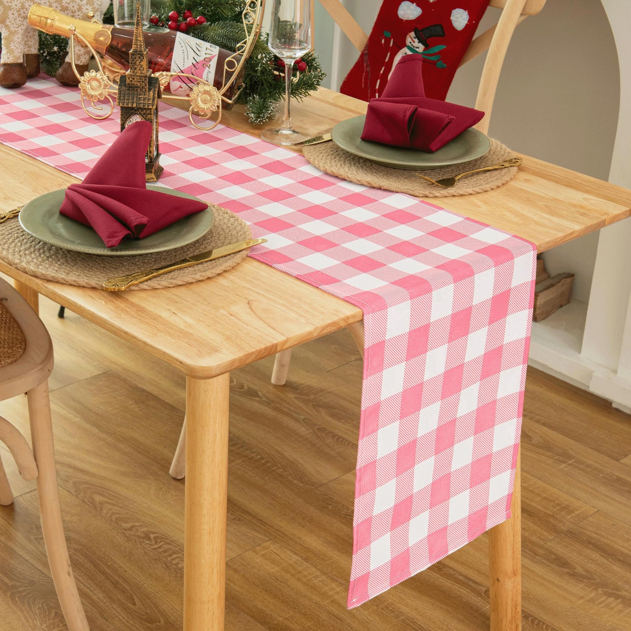 Waterproof Checkered Tablecloth Runner Fabric