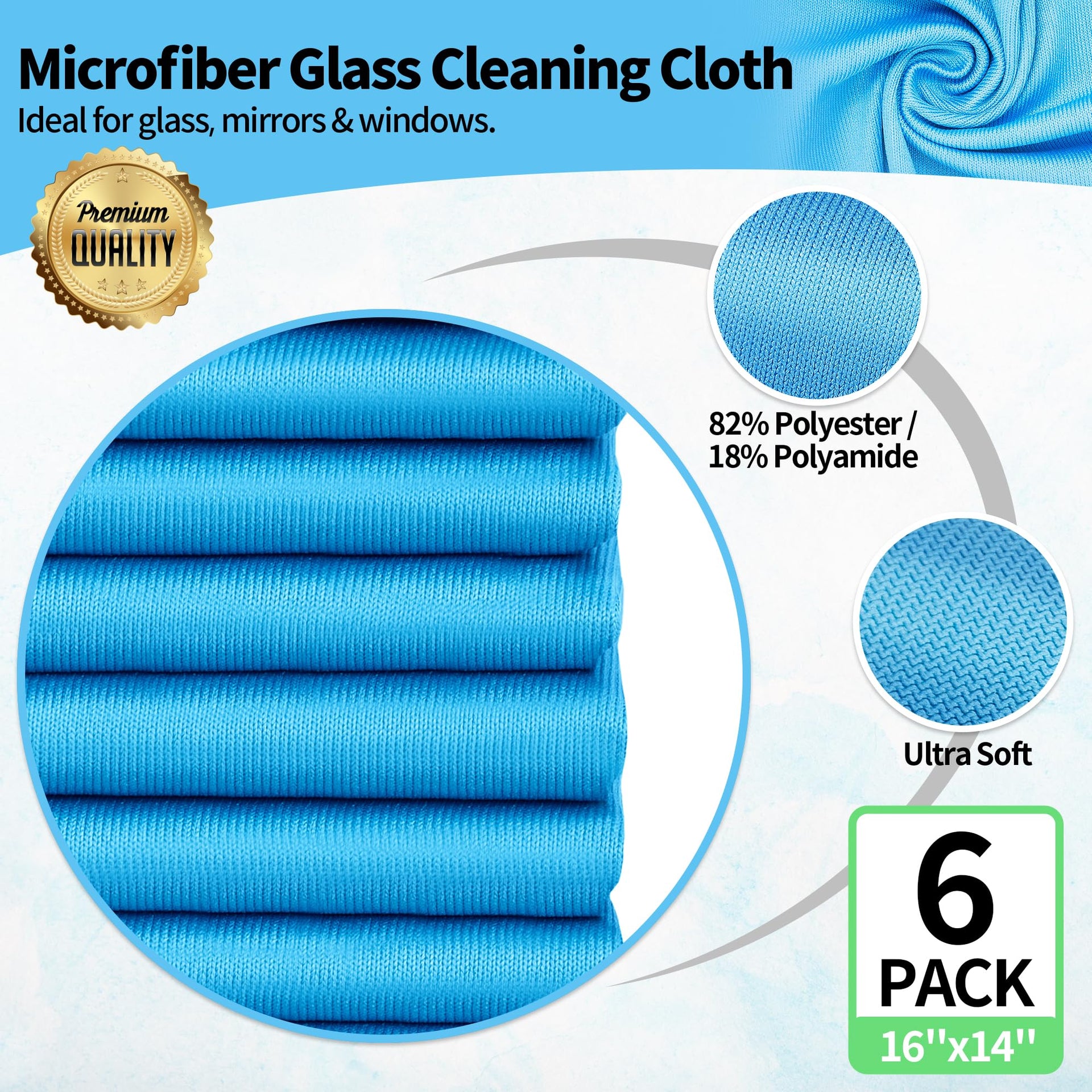Microfiber Glass Cleaning Cloth (6 Count)
