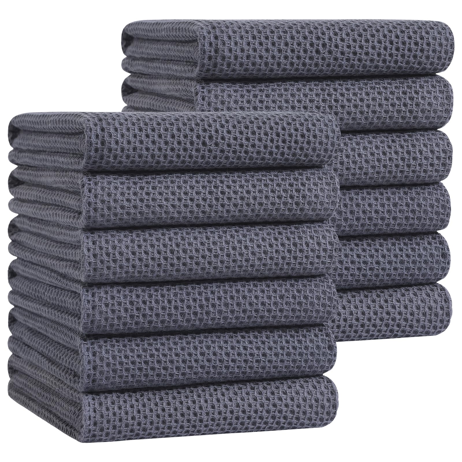 100% Cotton Oversized Waffle Weave Kitchen Towels 12 (12 Count)