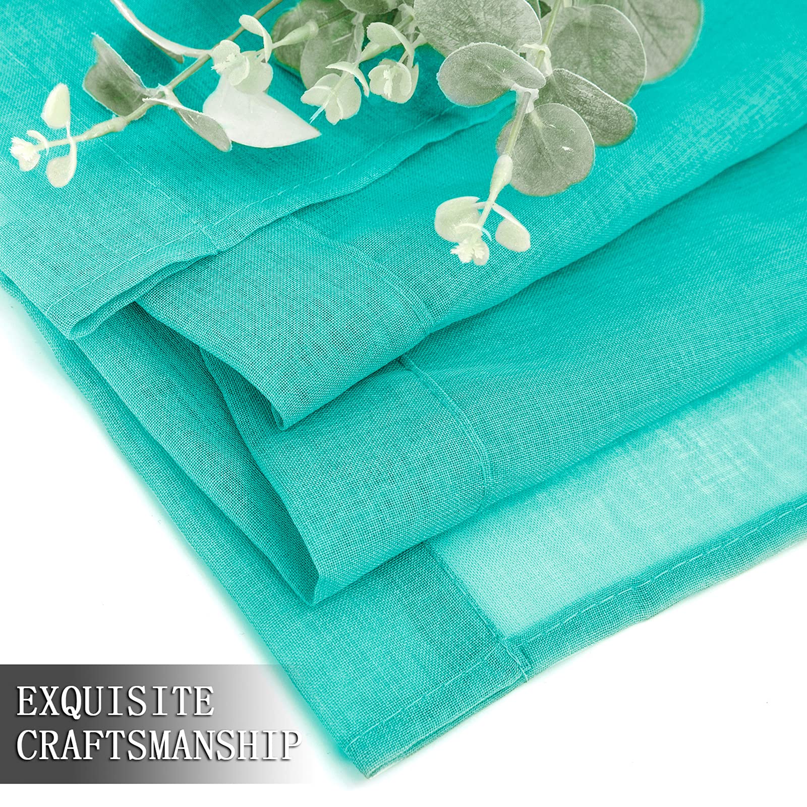 Short Sheer Curtain Linen Textured Living Room Curtains Sheer Light Filtering Rod Pocket Voile Curtain for Bedroom (2 Count)
