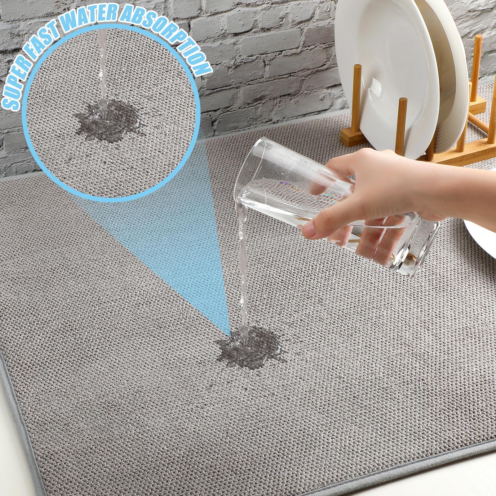 2 Pack Extra Large Dish Drying Mat Microfiber Absorbent Dish Drying Pad Large Size Dishes Drainer Mats for Countertop
