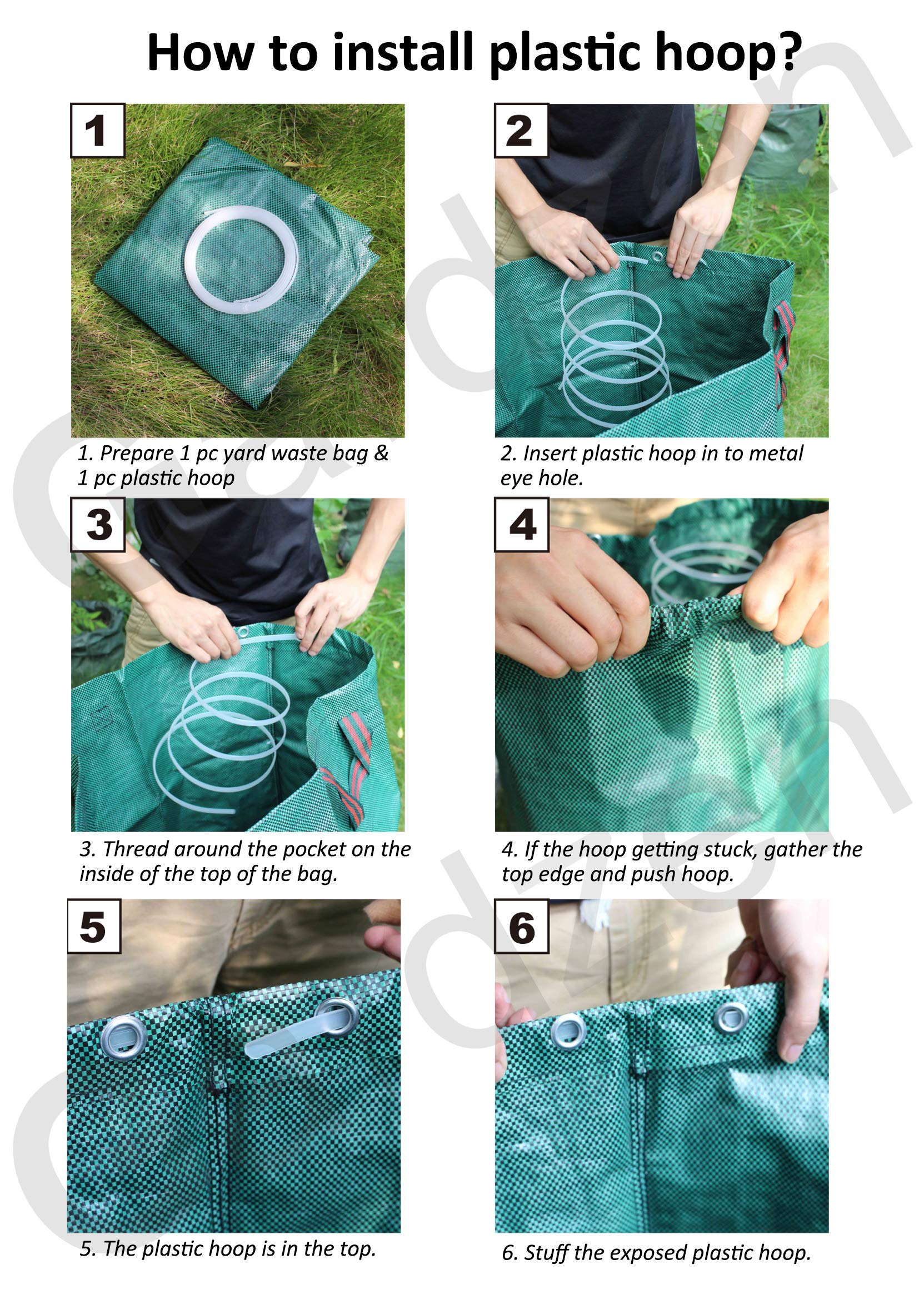3 Pack 72 Gallon Garden Waste Bags Reusable Heavy Duty (3 Count)