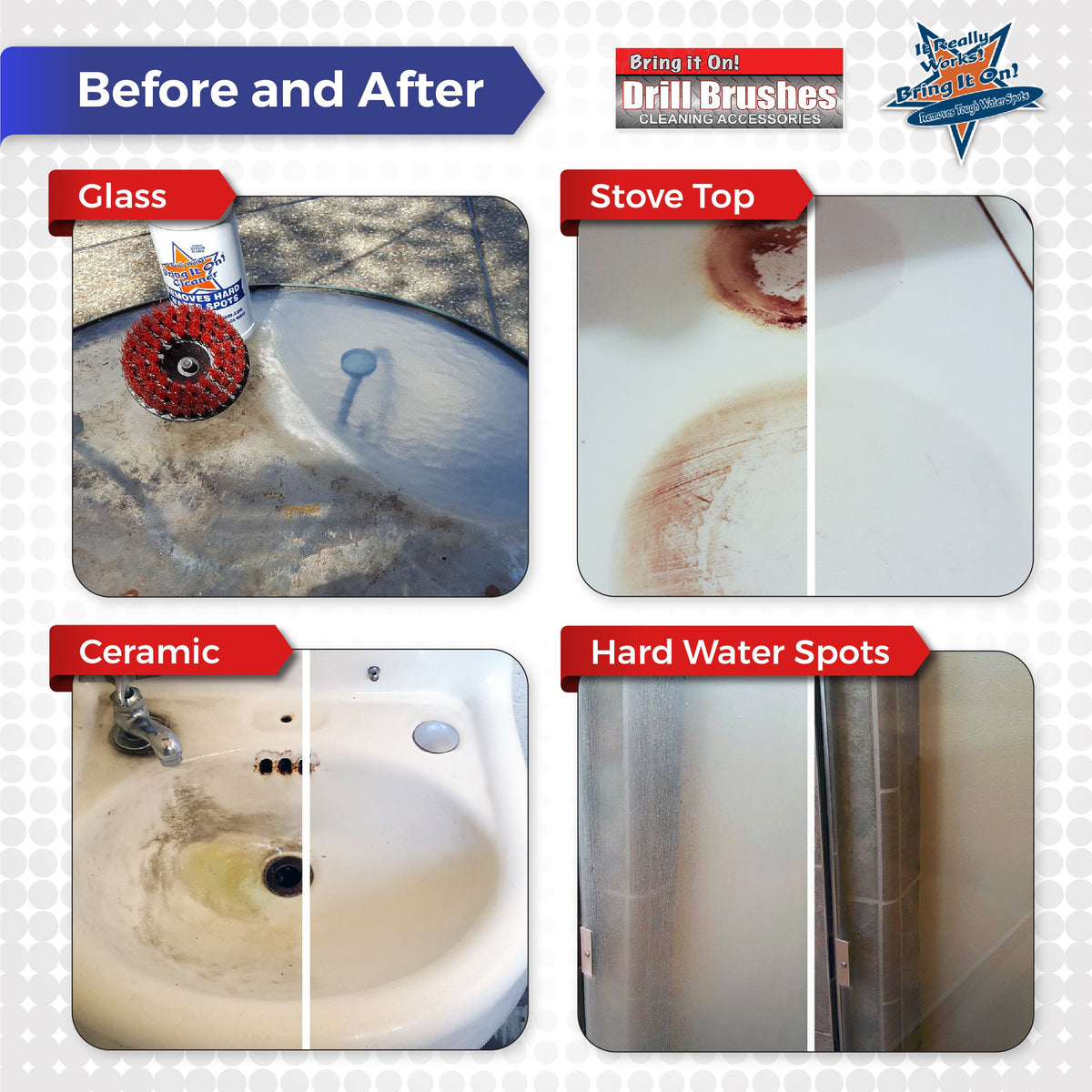Hard Water Spot Remover Plus 2 Drill Brush Attachments