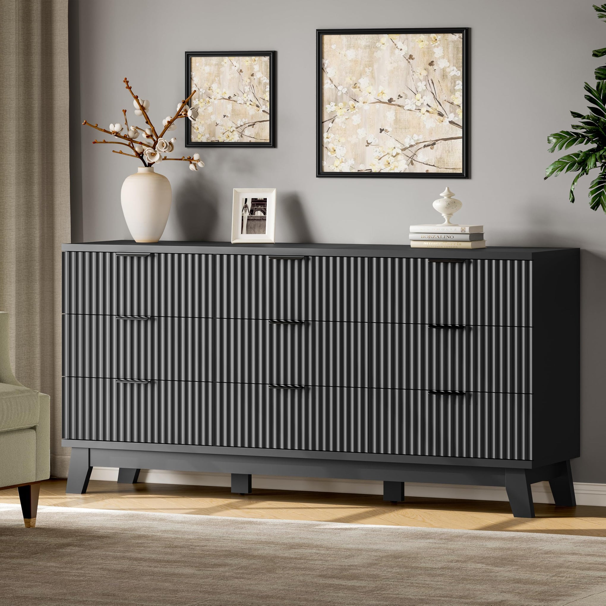 Fluted Dresser with 9 Drawers