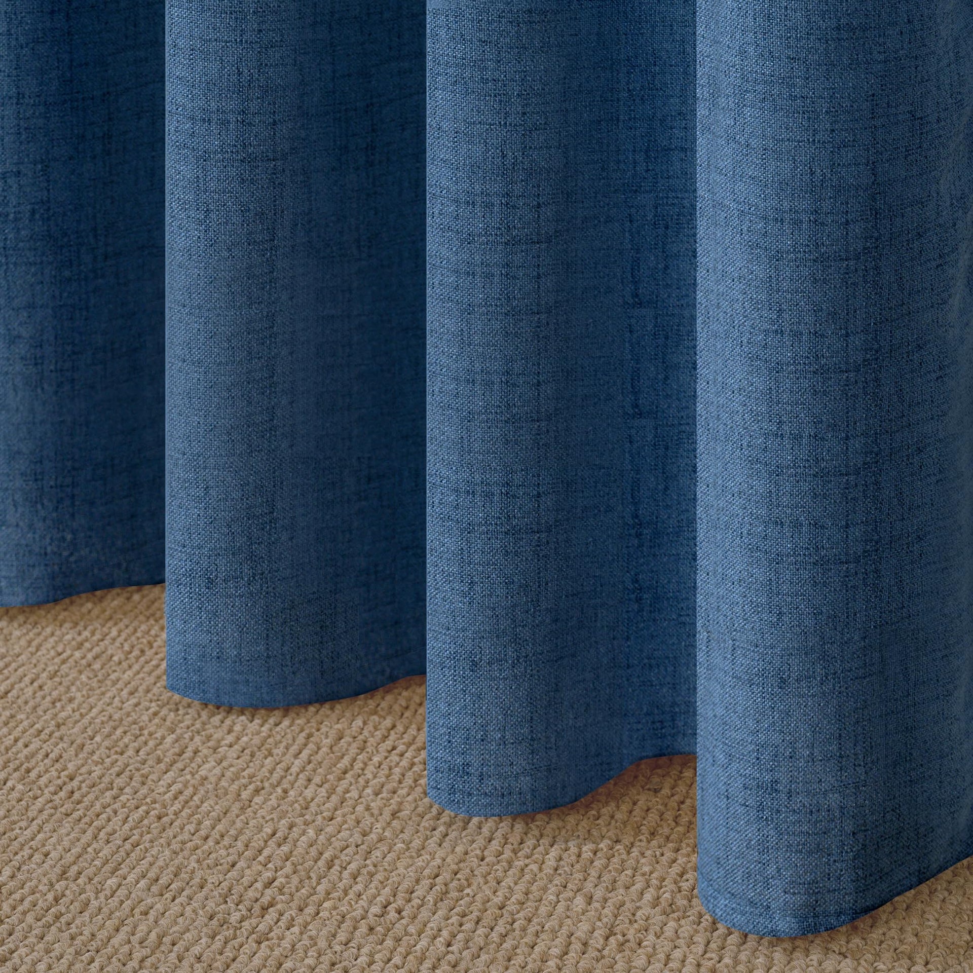 Navy Linen Curtains 90 Inch Length for Living Room (2 Count)