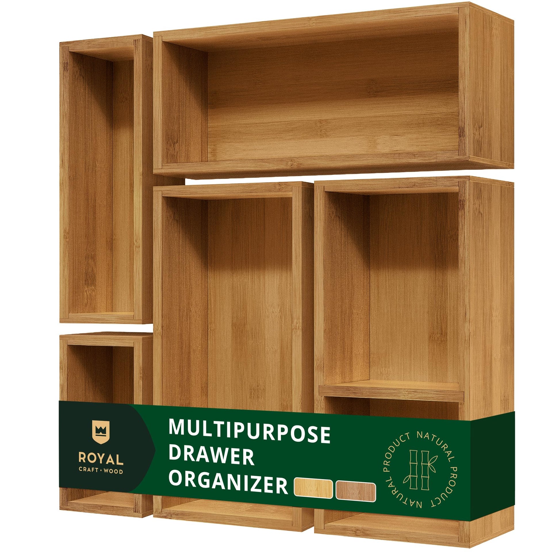 Premium Carbonized Bamboo Decorative Boxes (5 Count)