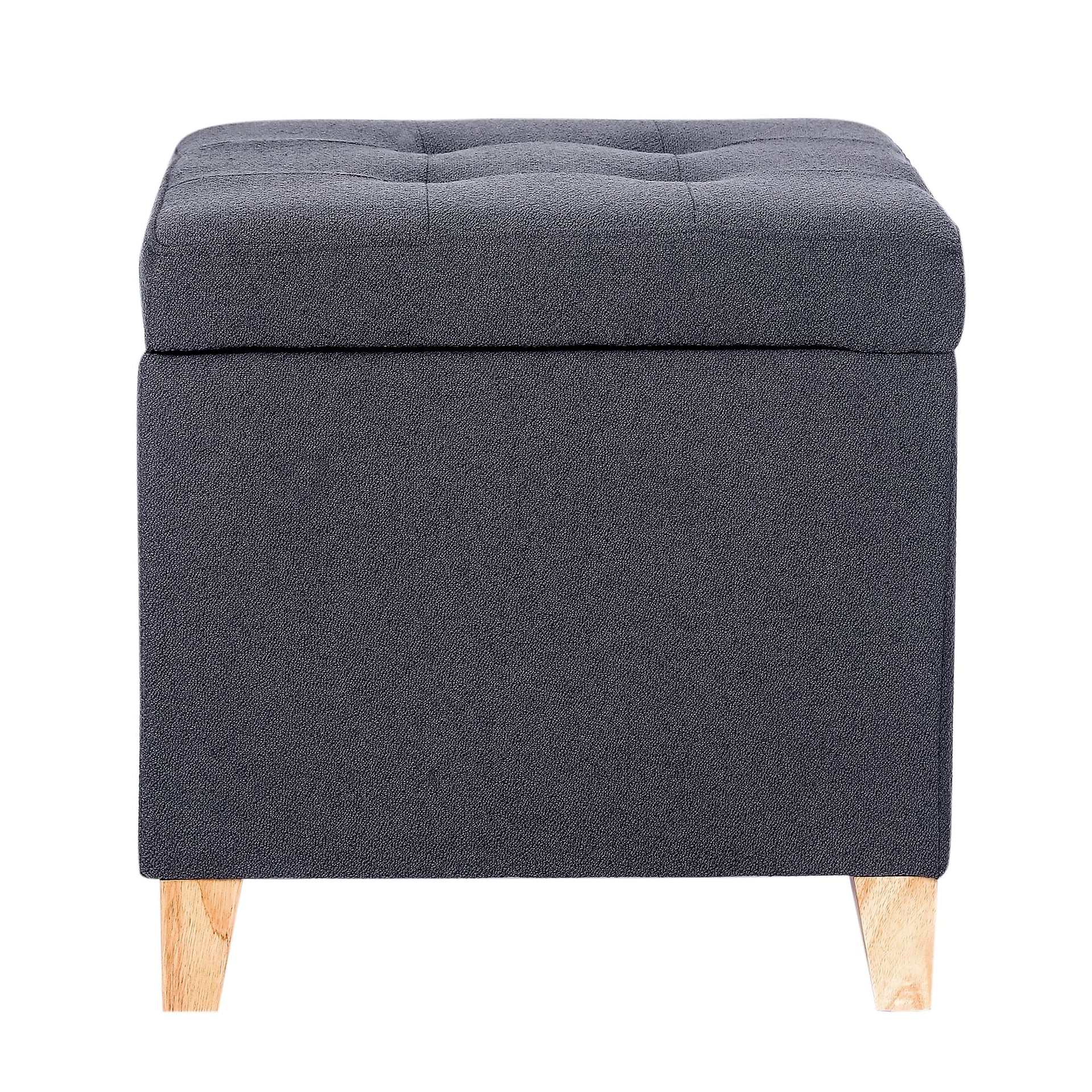 Storage Ottoman Bench with Solid Wood Legs