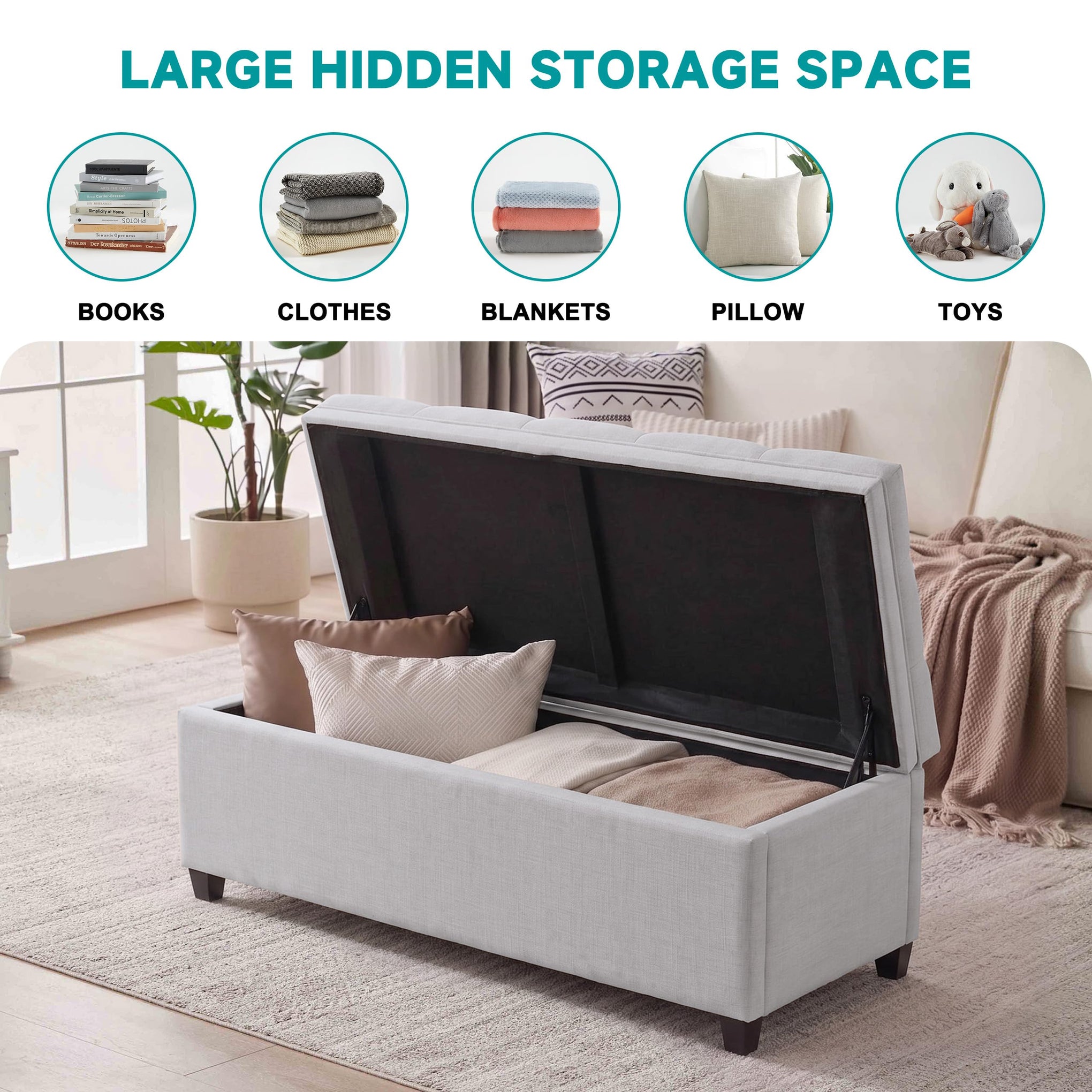 43 Inch Storage Ottoman