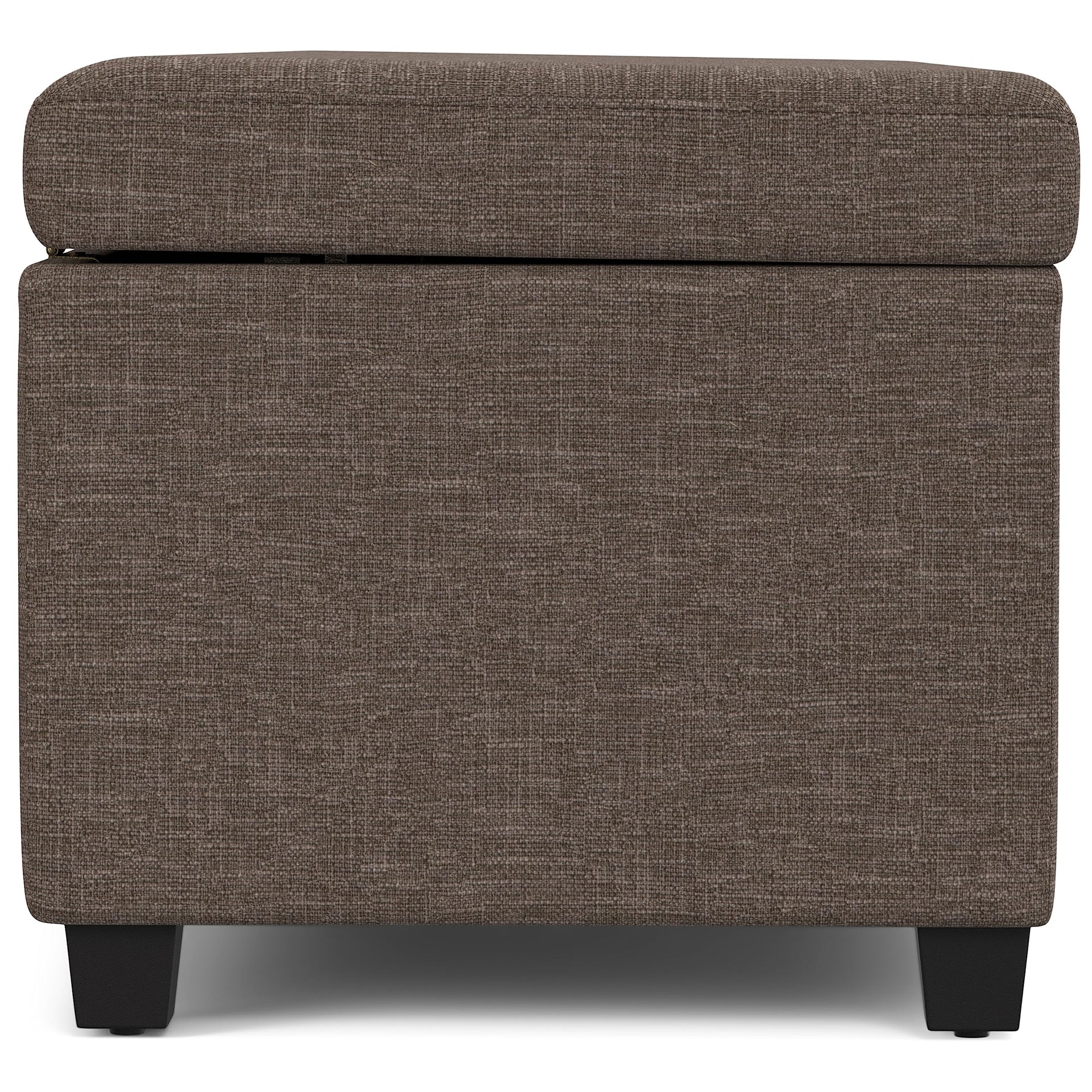 Avalon 54" Wide Linen Look Fabric Storage Ottoman in Fawn Brown