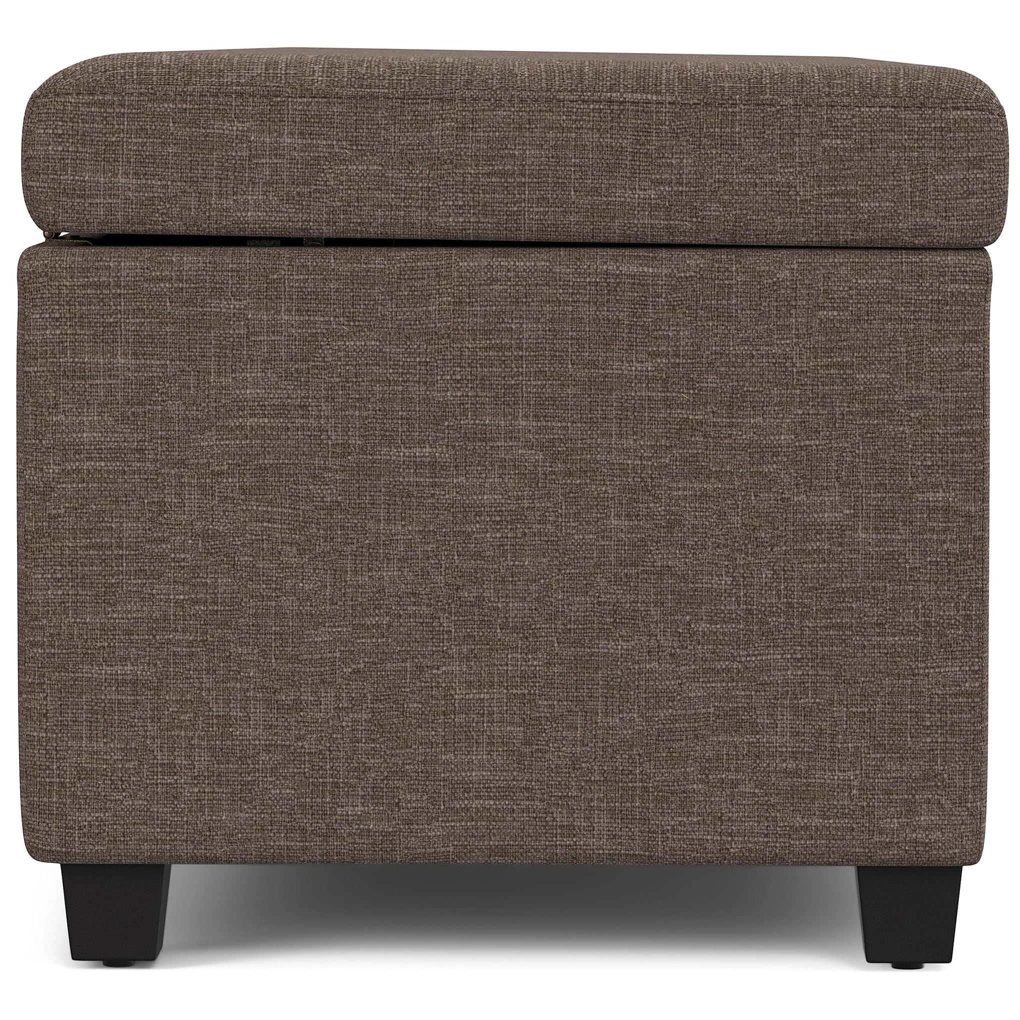 Avalon 54" Wide Linen Look Fabric Storage Ottoman in Fawn Brown