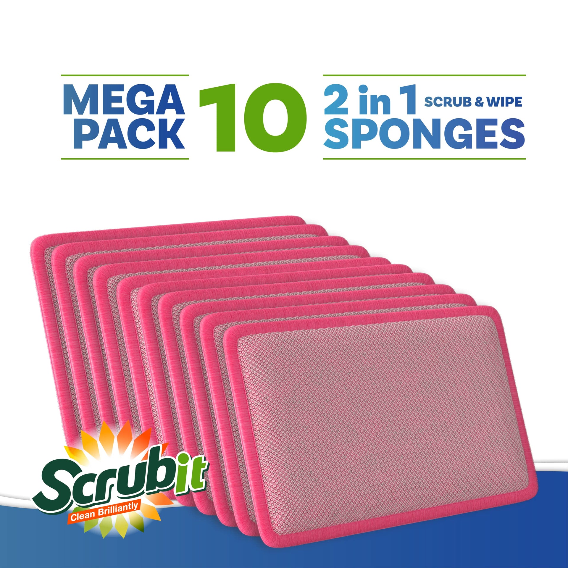 Scrub and Wipe Scrubbing Pads [10 Pack] (10 Count)
