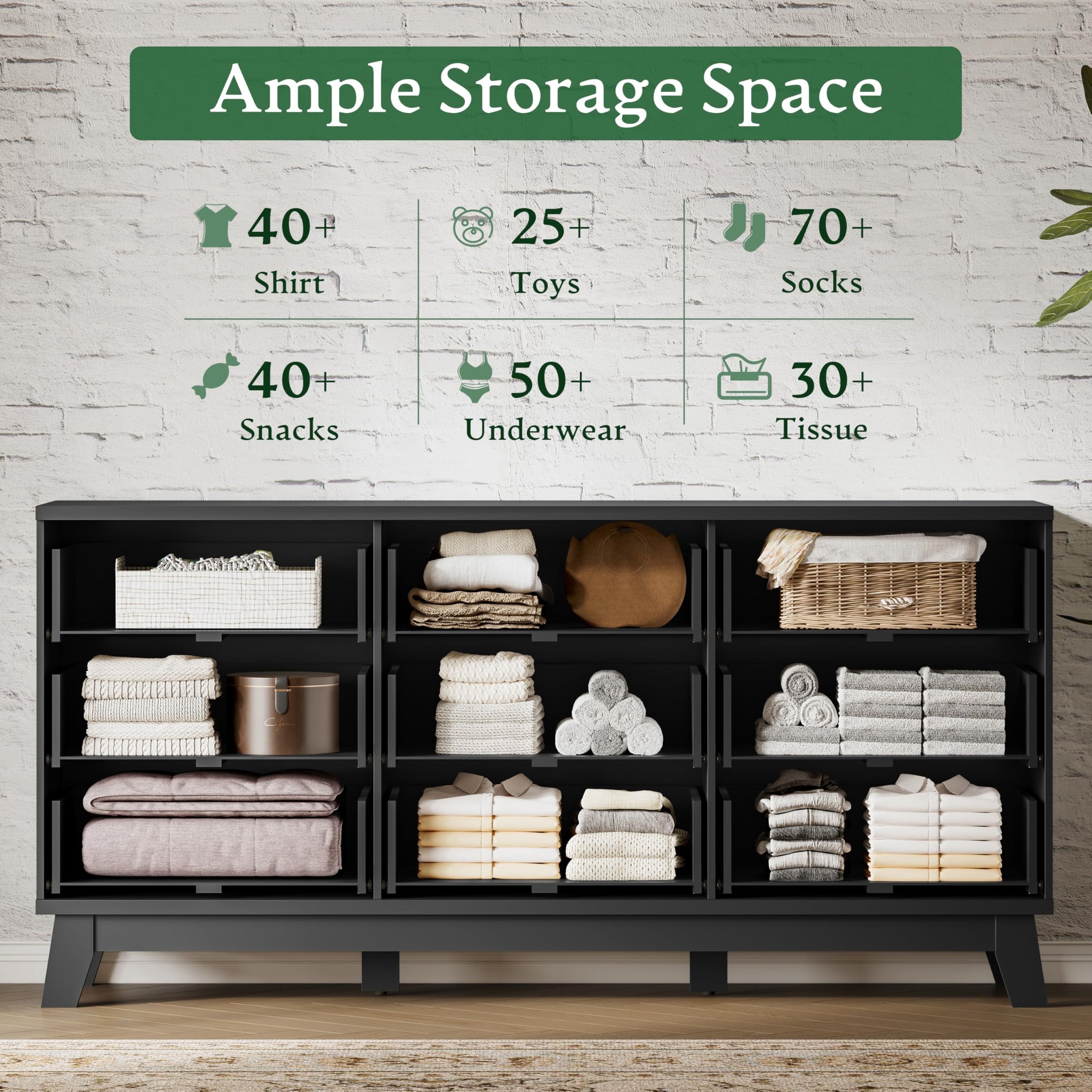 Fluted Dresser with 9 Drawers