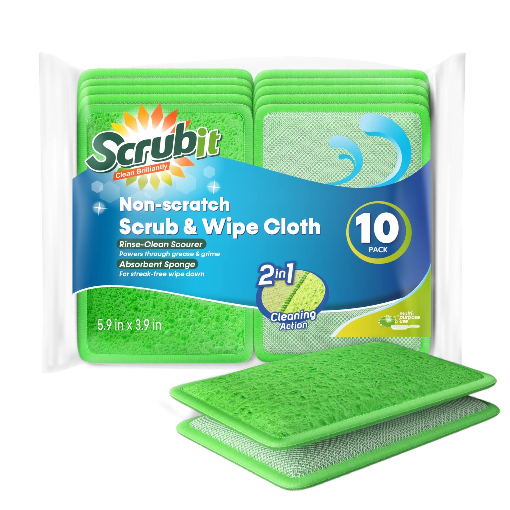 Scrub and Wipe Cleaning Pads [10 Pack] (10 Count)