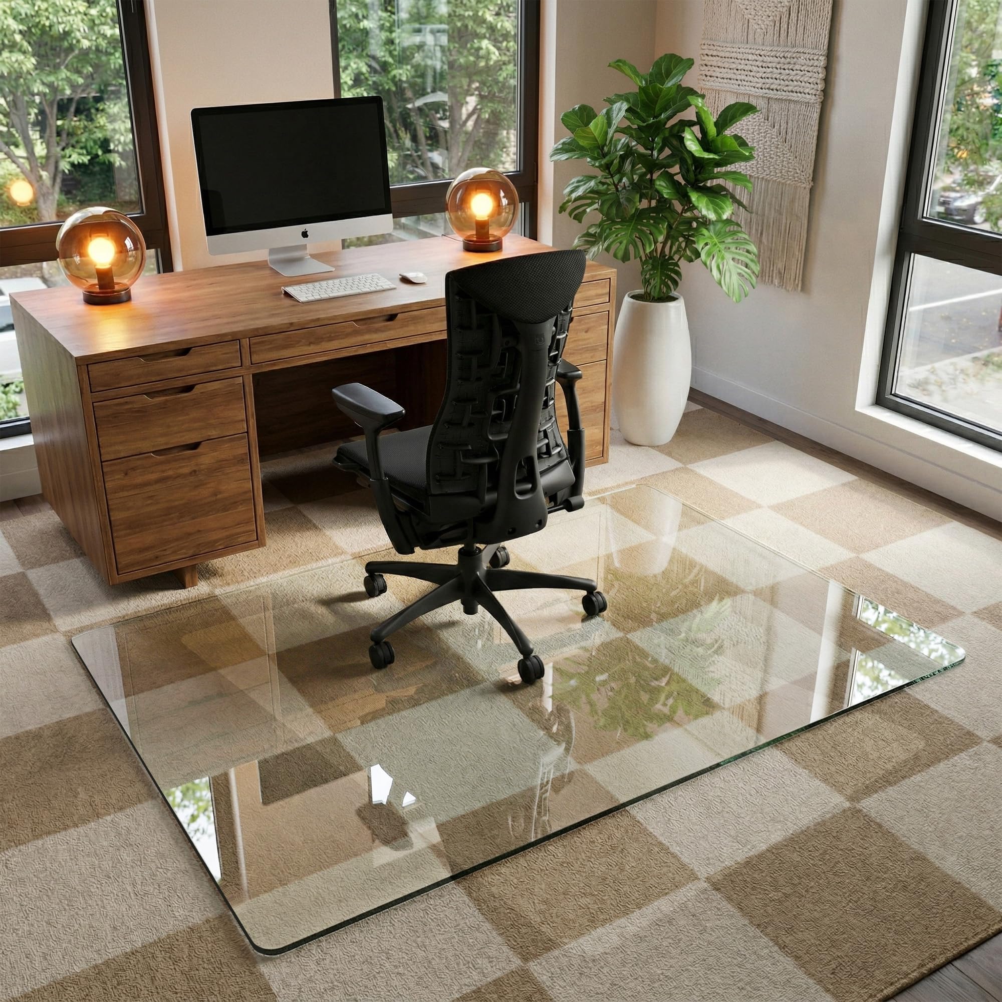 40"x60" Tempered Glass Chair Mat for Carpet & Hardwood Floors