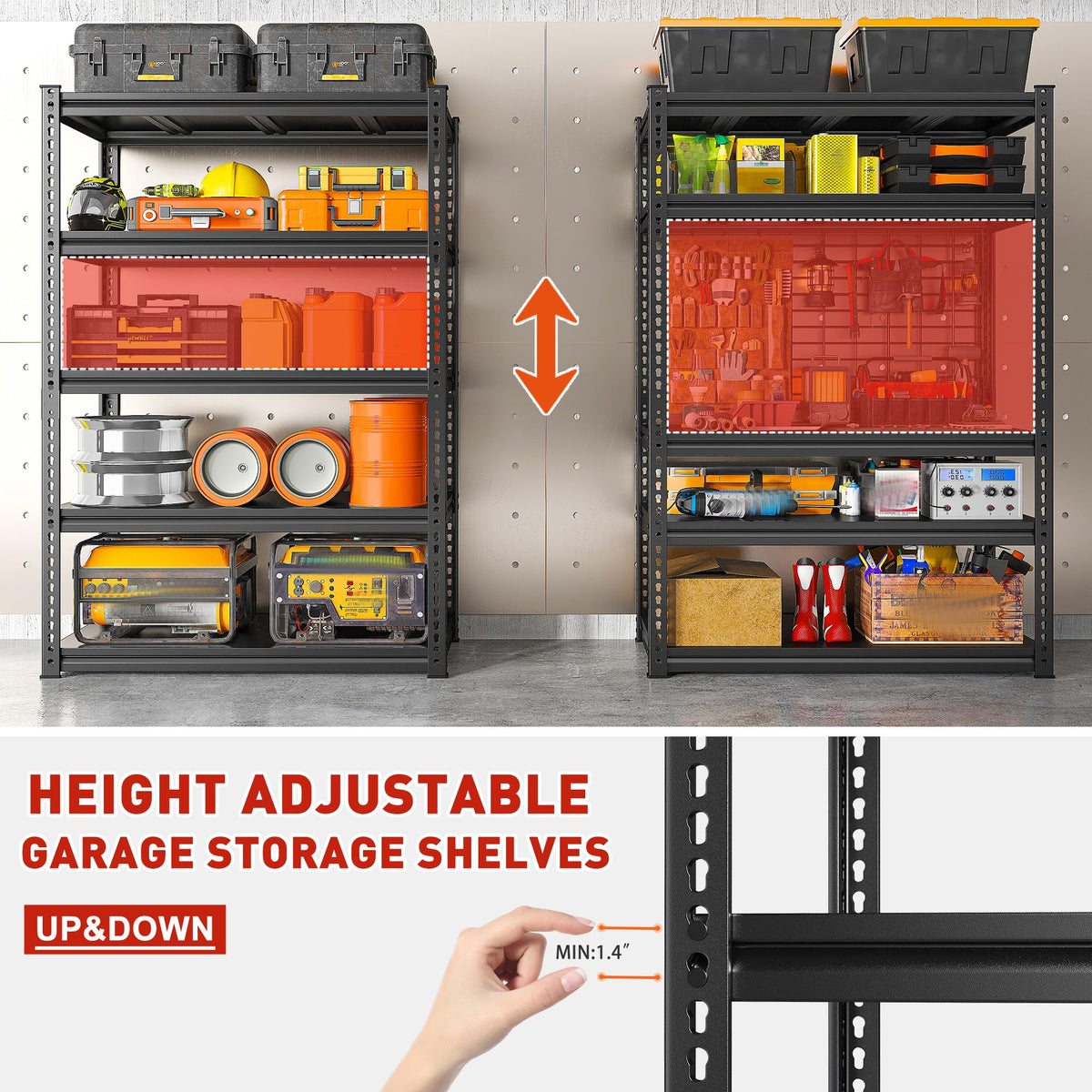 72" H Garage Shelving Load 2500Lbs for Homeowners and Commercial Use (5 Count)