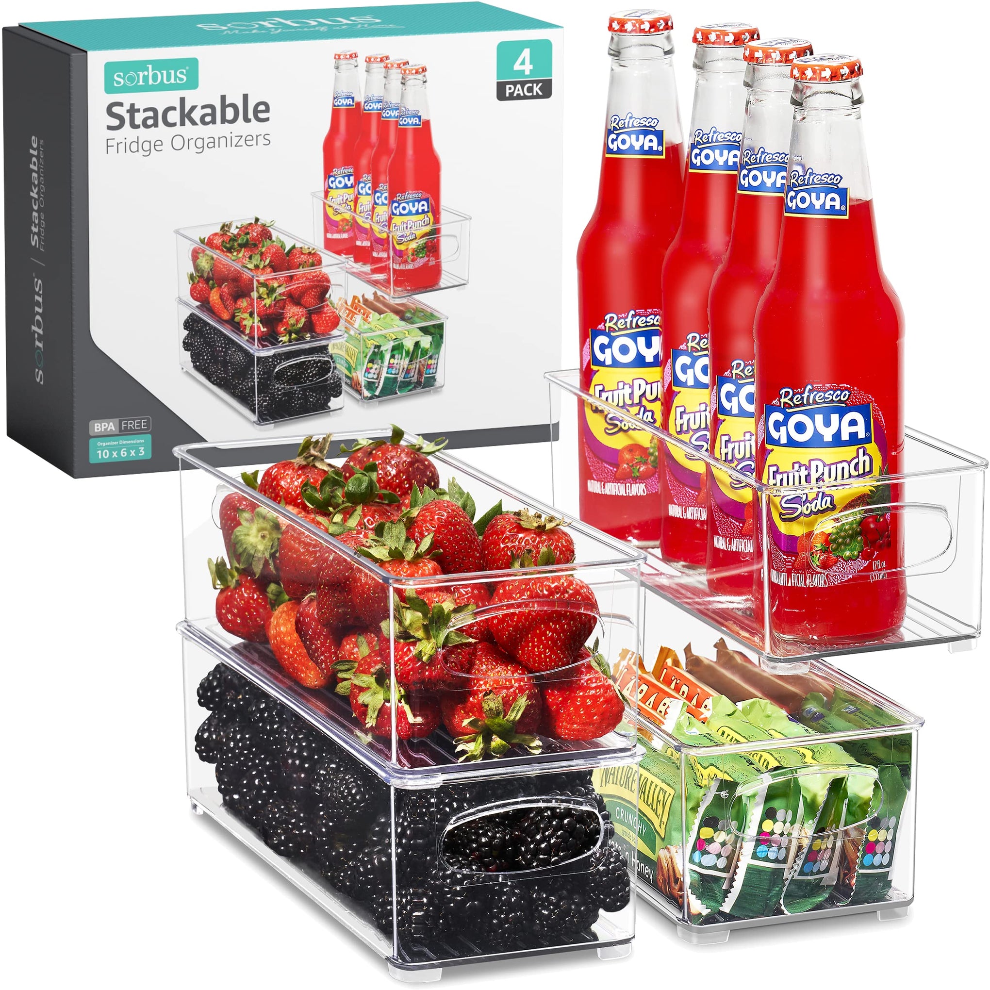 Stackable Refrigerator Organizer Bins (4 Count)