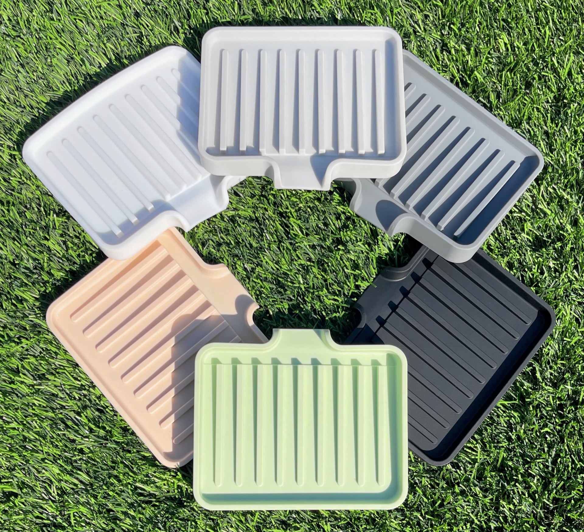 Silicone Soap Dish Tray and Sponge Holder with Drain Chute (2 Count)