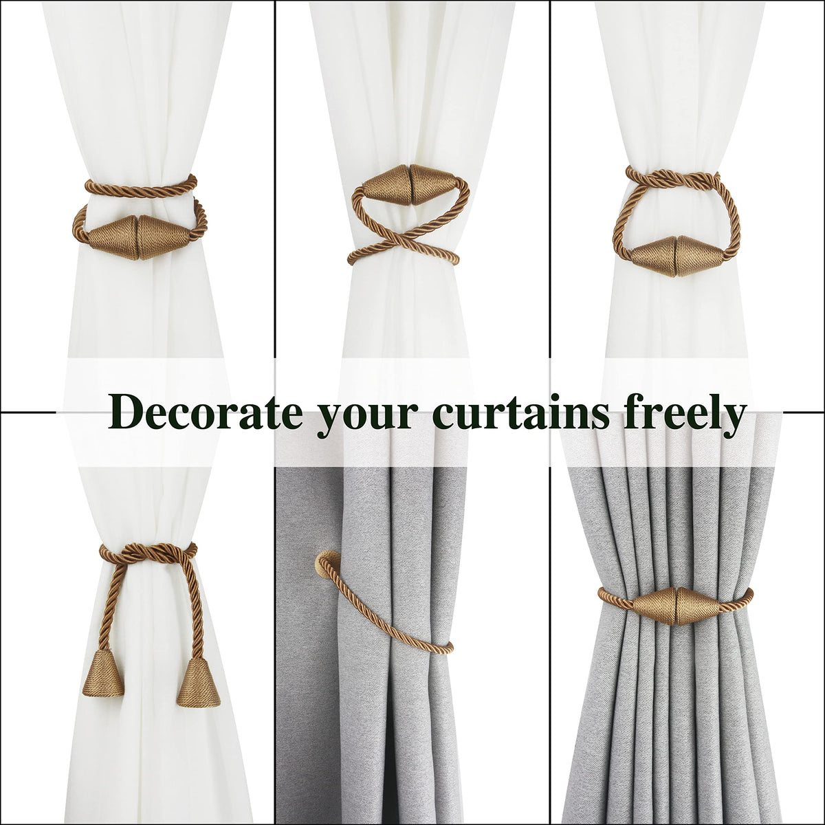 Magnetic Curtain Tiebacks Rope Decorative Holdbacks for Drapes Nieffeiy (2 Count)
