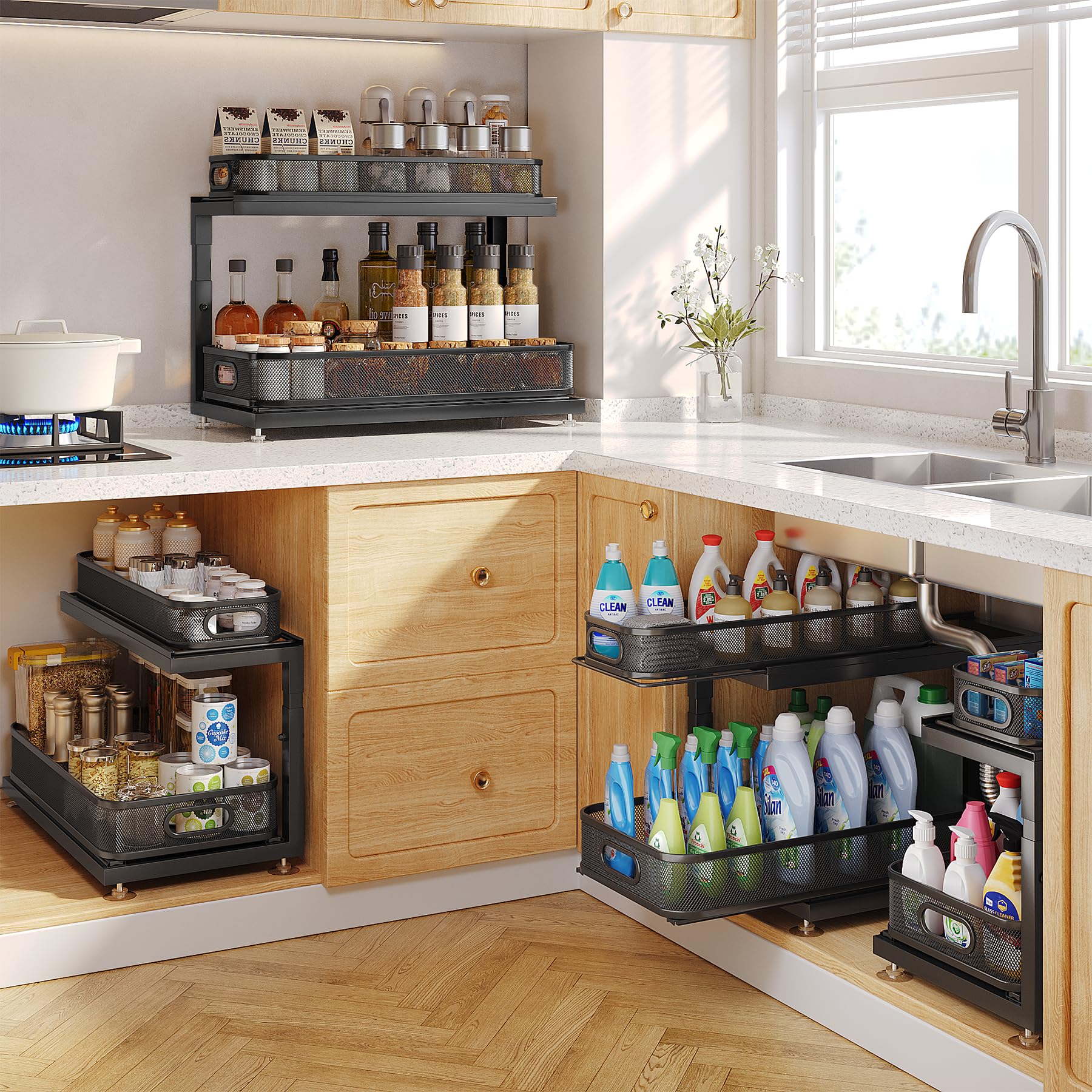 1 Pack Under Sink Storage Organizer with 2
