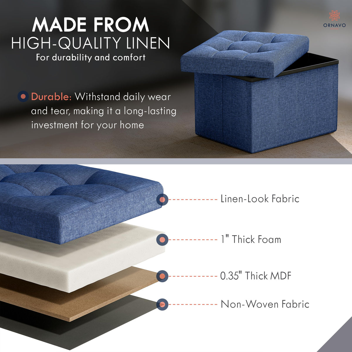 Small Rectangle Storage Ottoman