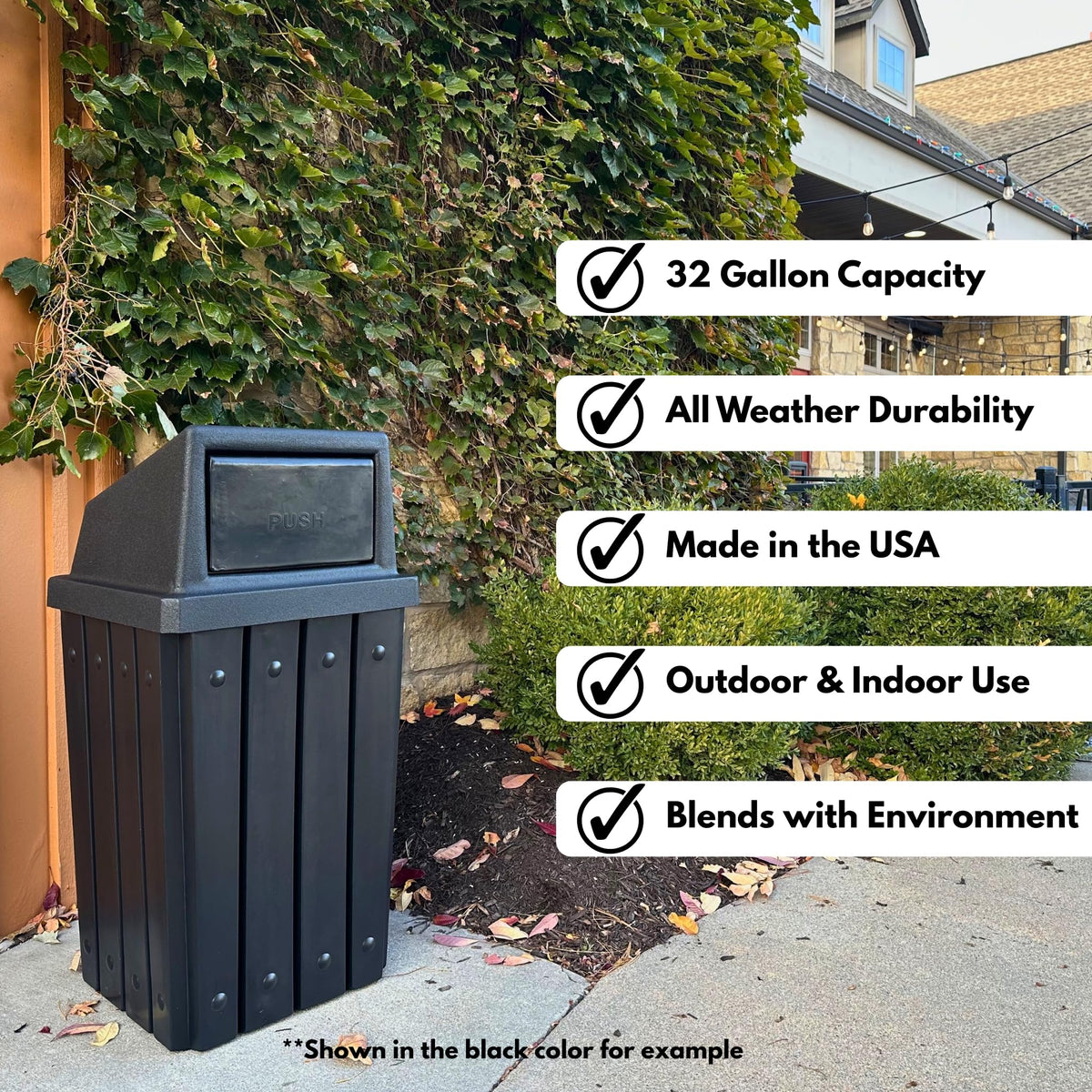 Campus Collection 32 Gallon Commercial Trash Can with Lid