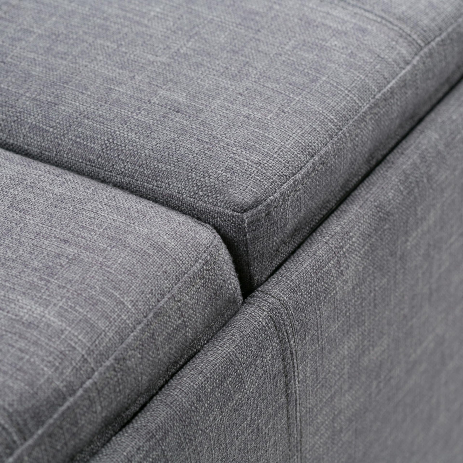 Avalon 42" Wide Linen Look Fabric Storage Ottoman in Slate Grey