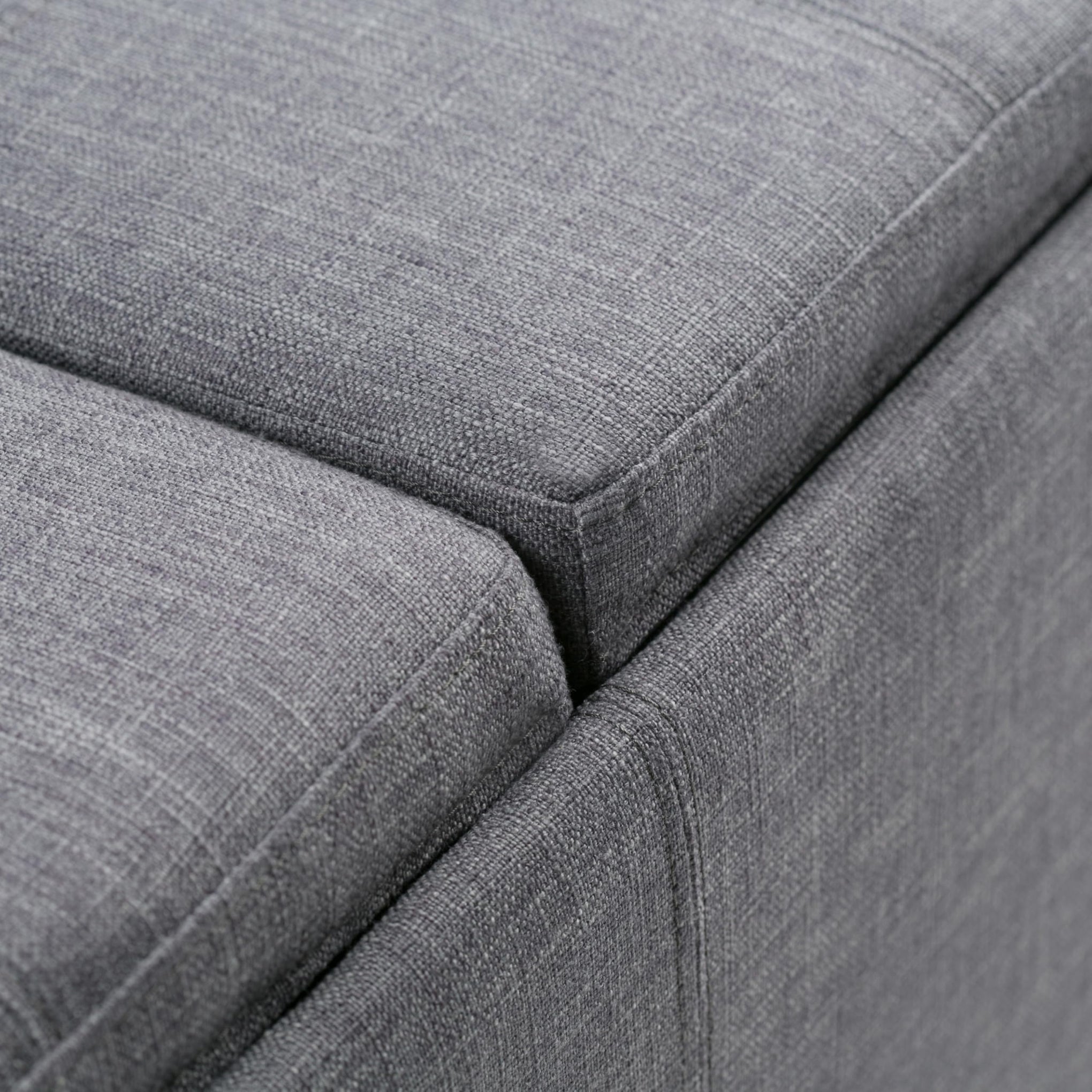 Avalon 42" Wide Linen Look Fabric Storage Ottoman in Slate Grey