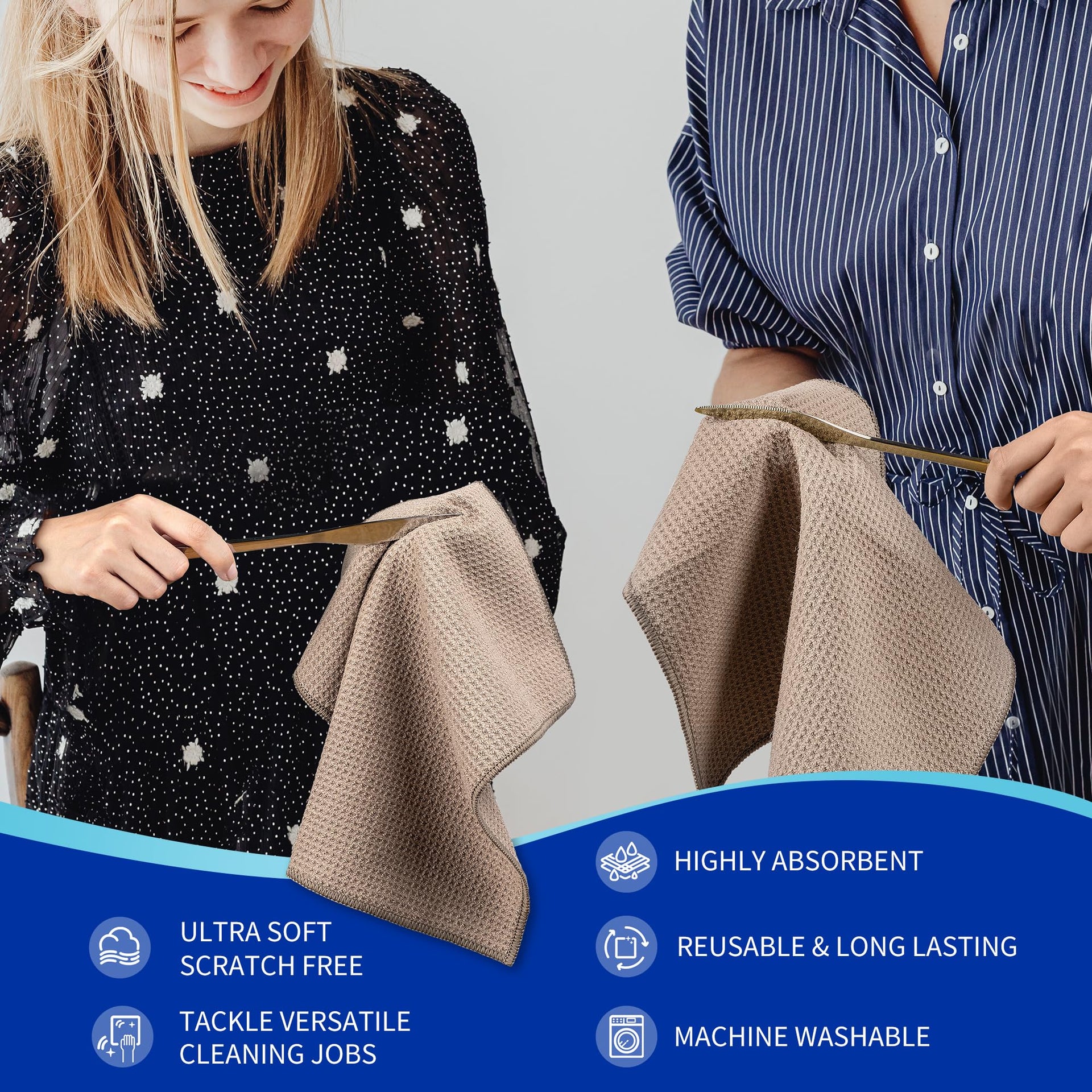 Waffle Pattern Microfiber Cleaning Cloths (6 Count)