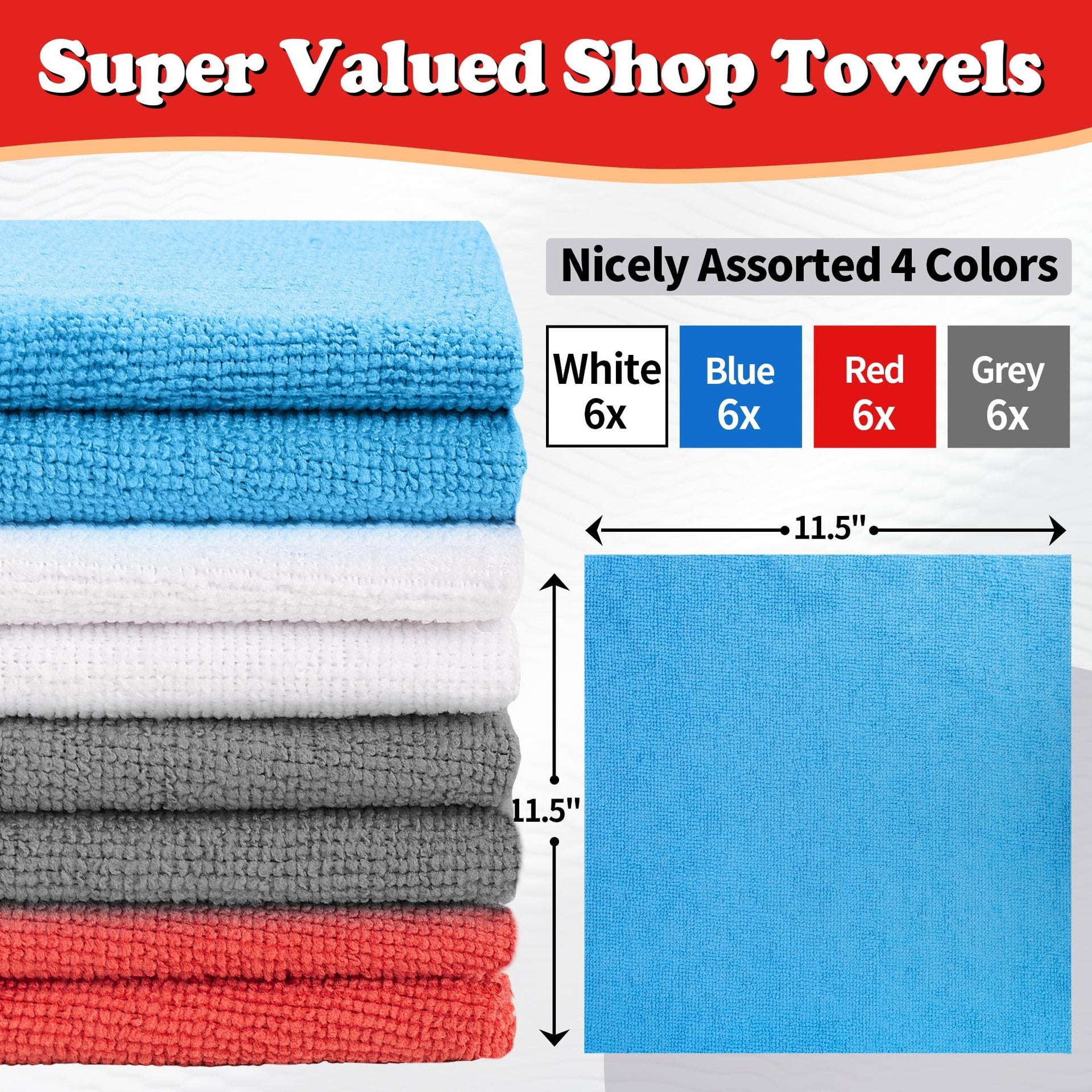 Shop Towels Microfiber Cleaning Cloth Bulk (24 Count)