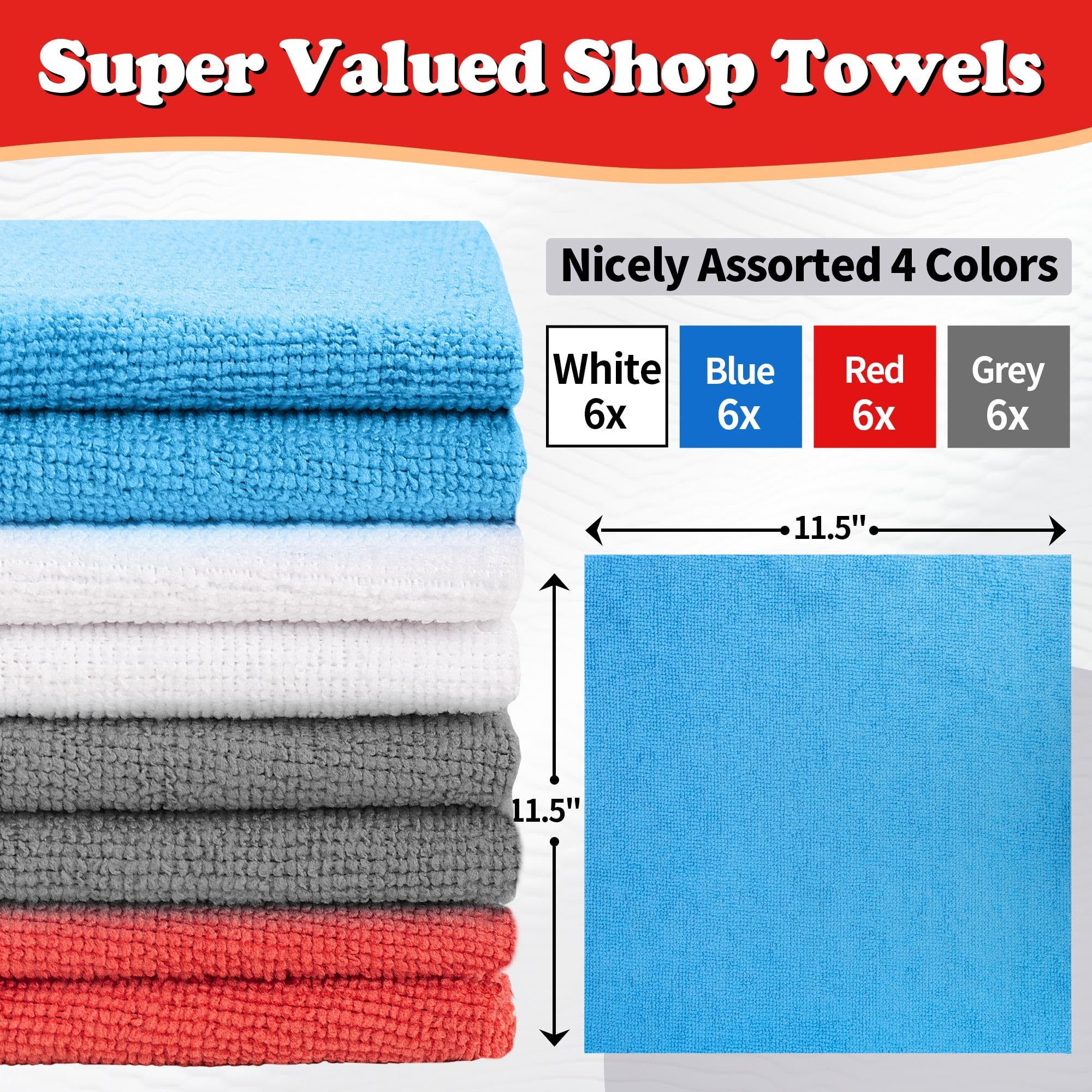 Shop Towels Microfiber Cleaning Cloth Bulk (24 Count)