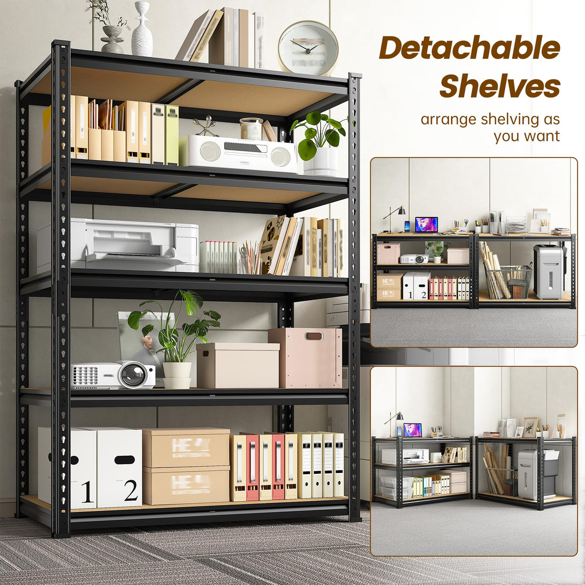 Detachable 5 Tier Storage Shelves for Pantry Kitchen Closet