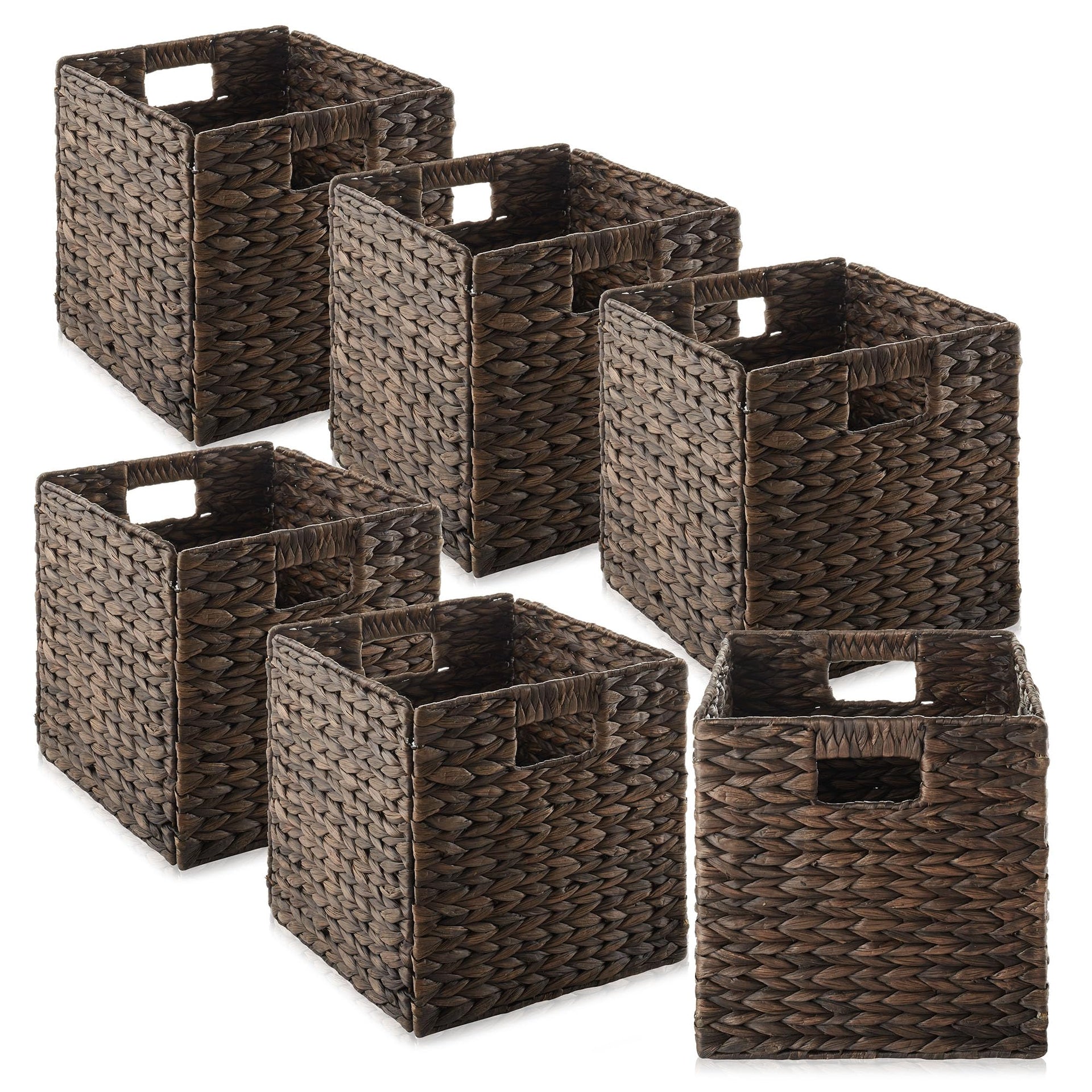 10.5" x 10.5" Water Hyacinth Storage Baskets (6 Count)