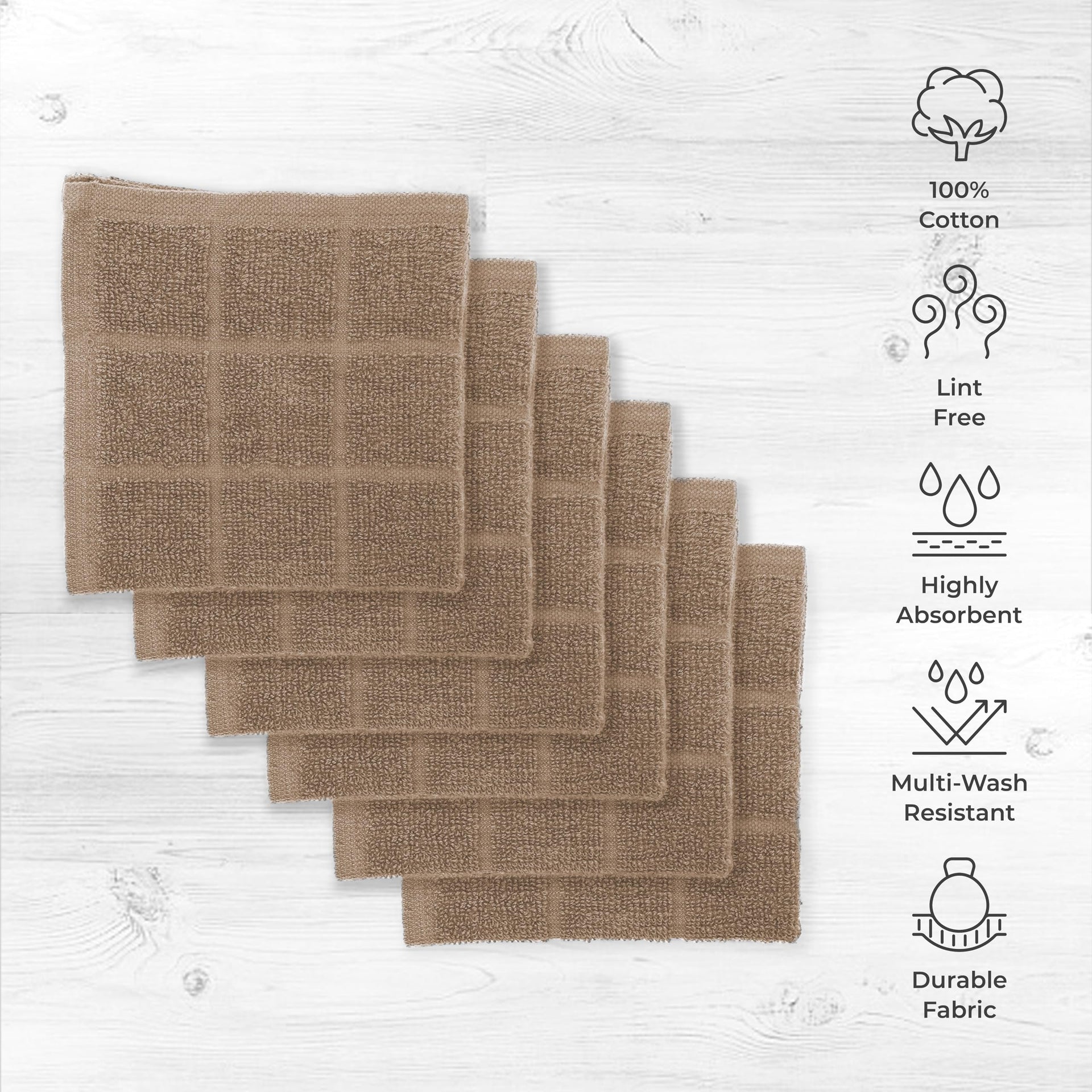100% Cotton Terry Dish Cloth & Dish Towel (6 Count)