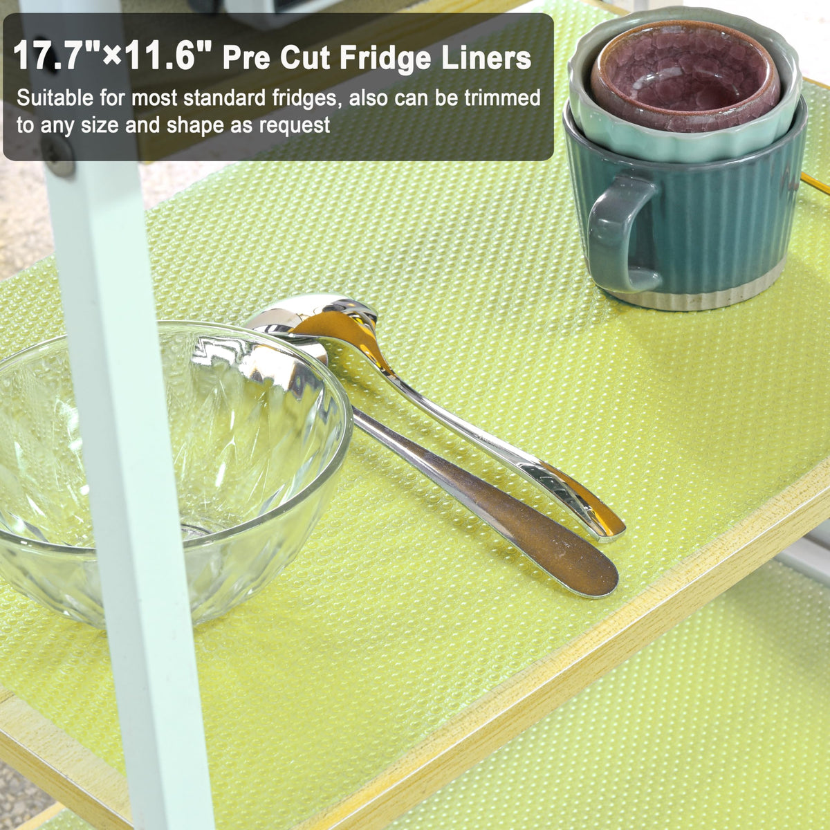 12Pcs Refrigerator Liners Washable Fridge Shelf Liners Mats for Freezer Glass Shelves Kitchen Cabinets Cupboards Drawers