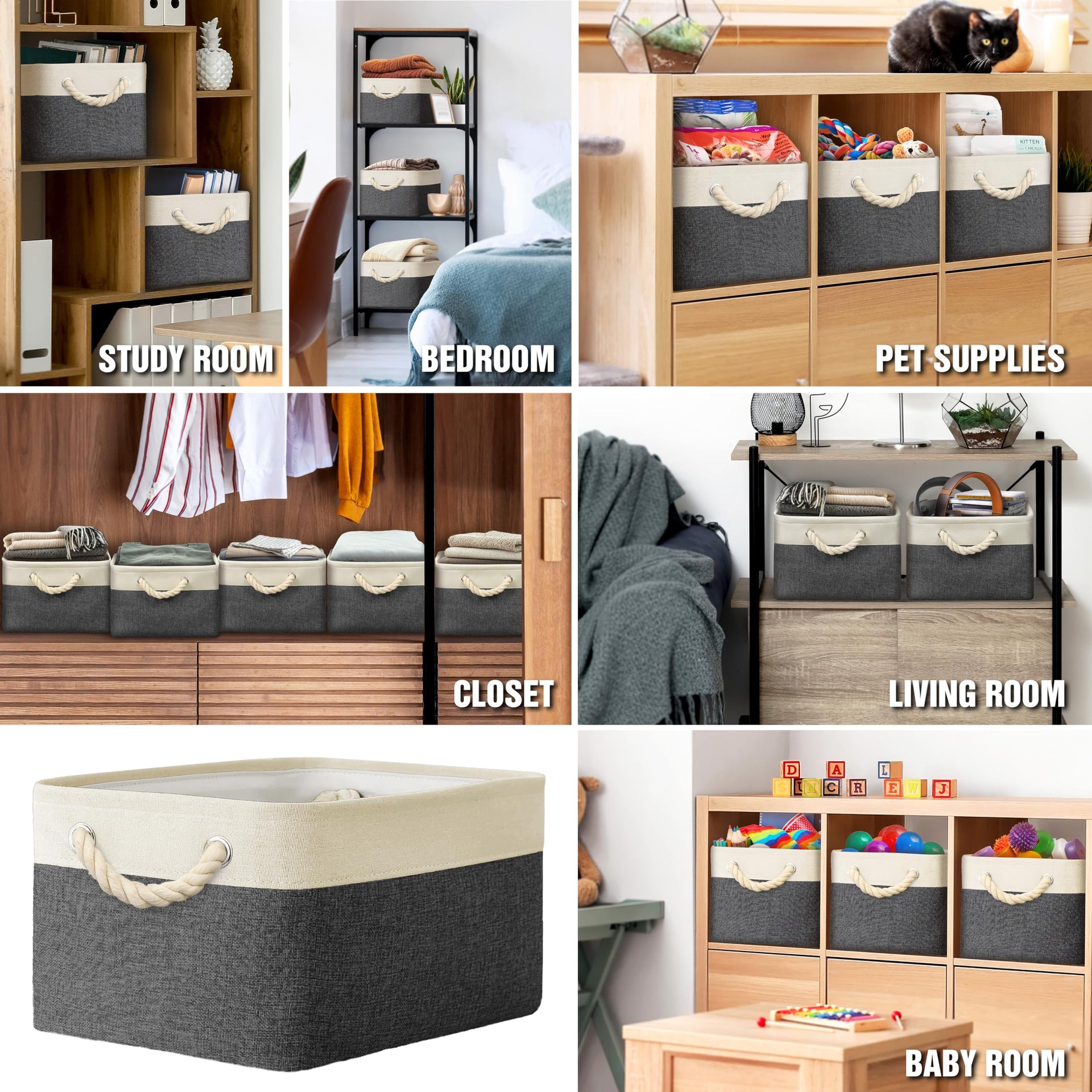 15.7" x 12" Wide & Low Fabric Storage Bin (3 Count)
