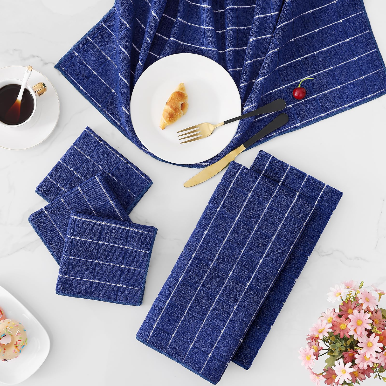 Microfiber Kitchen Towels and Dishcloths Sets (16 Count)